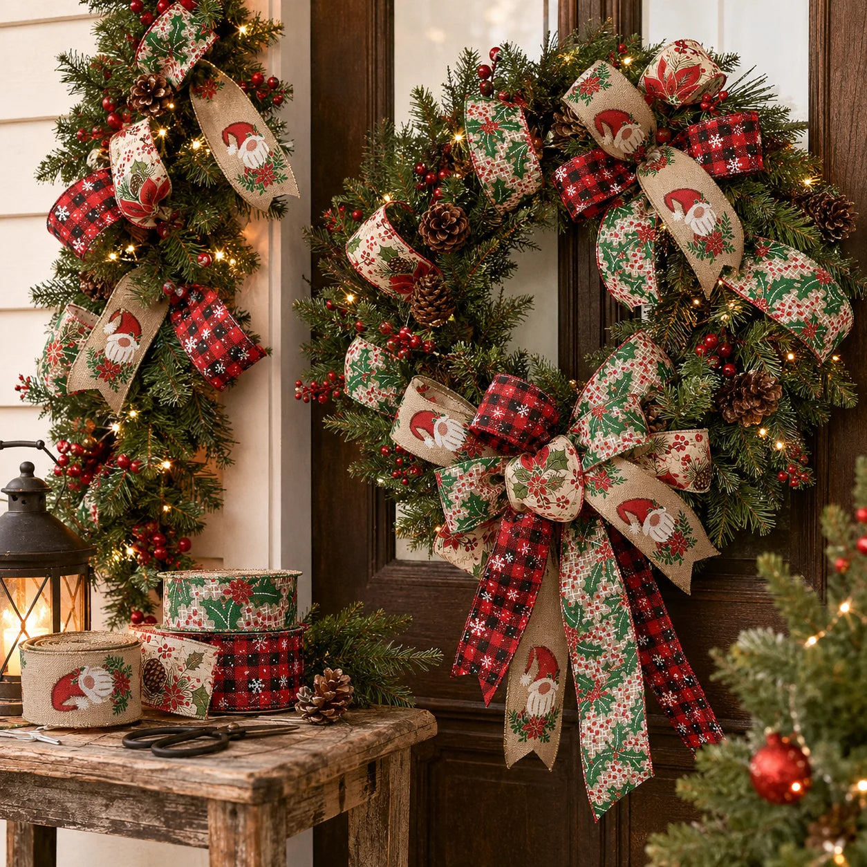 Christmas Burlap Wired Ribbon