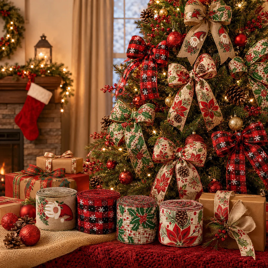 Christmas Burlap Wired Ribbon
