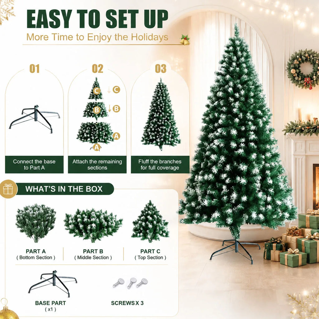 8FT Snow Flocked Artificial Christmas Tree