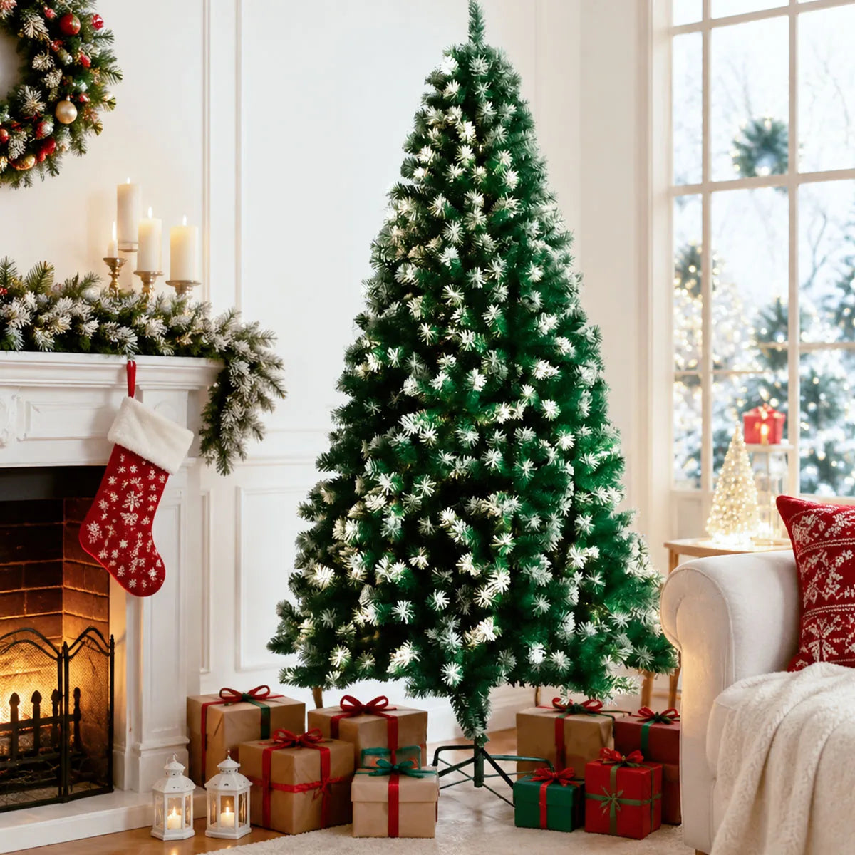 8FT Snow Flocked Artificial Christmas Tree