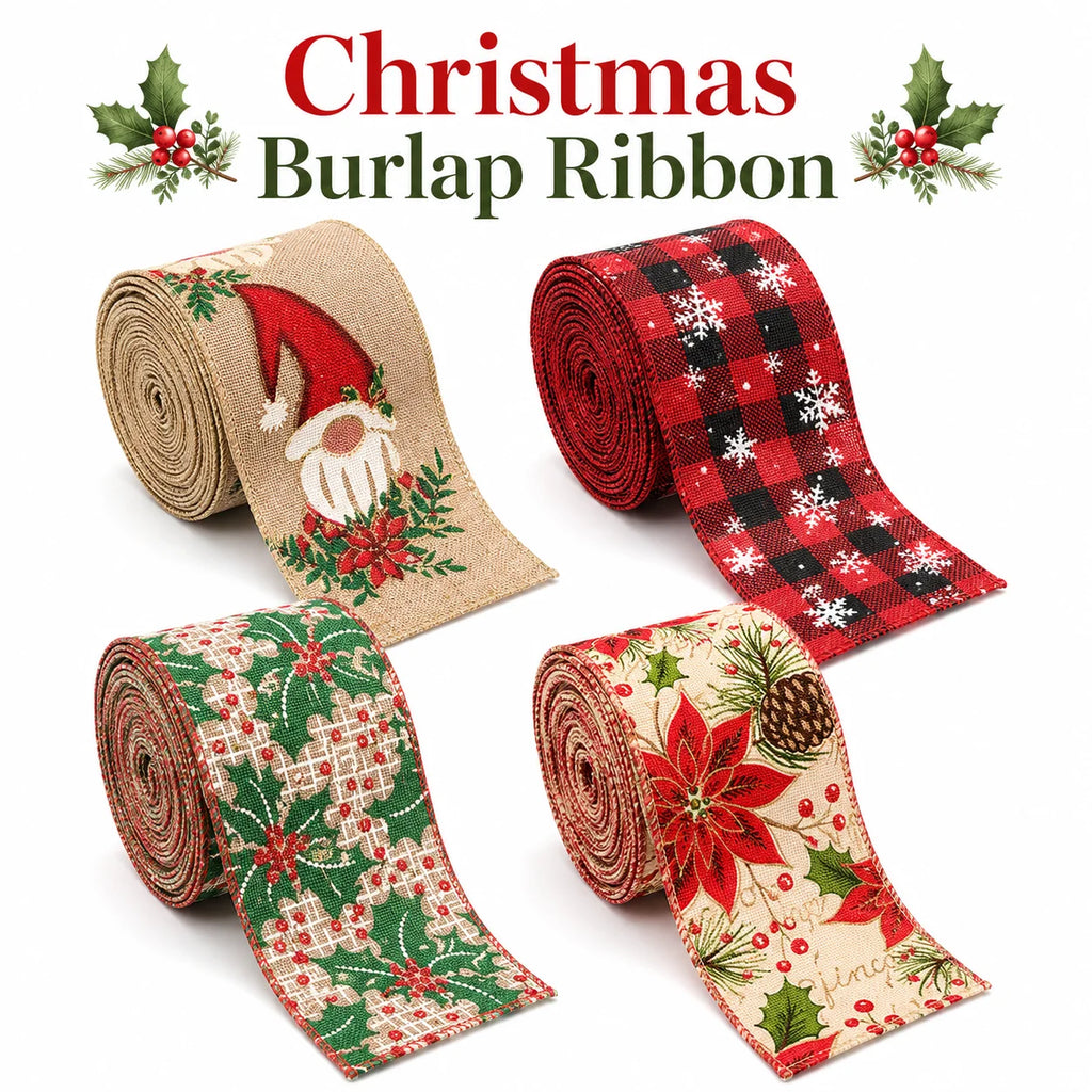 Christmas Burlap Wired Ribbon
