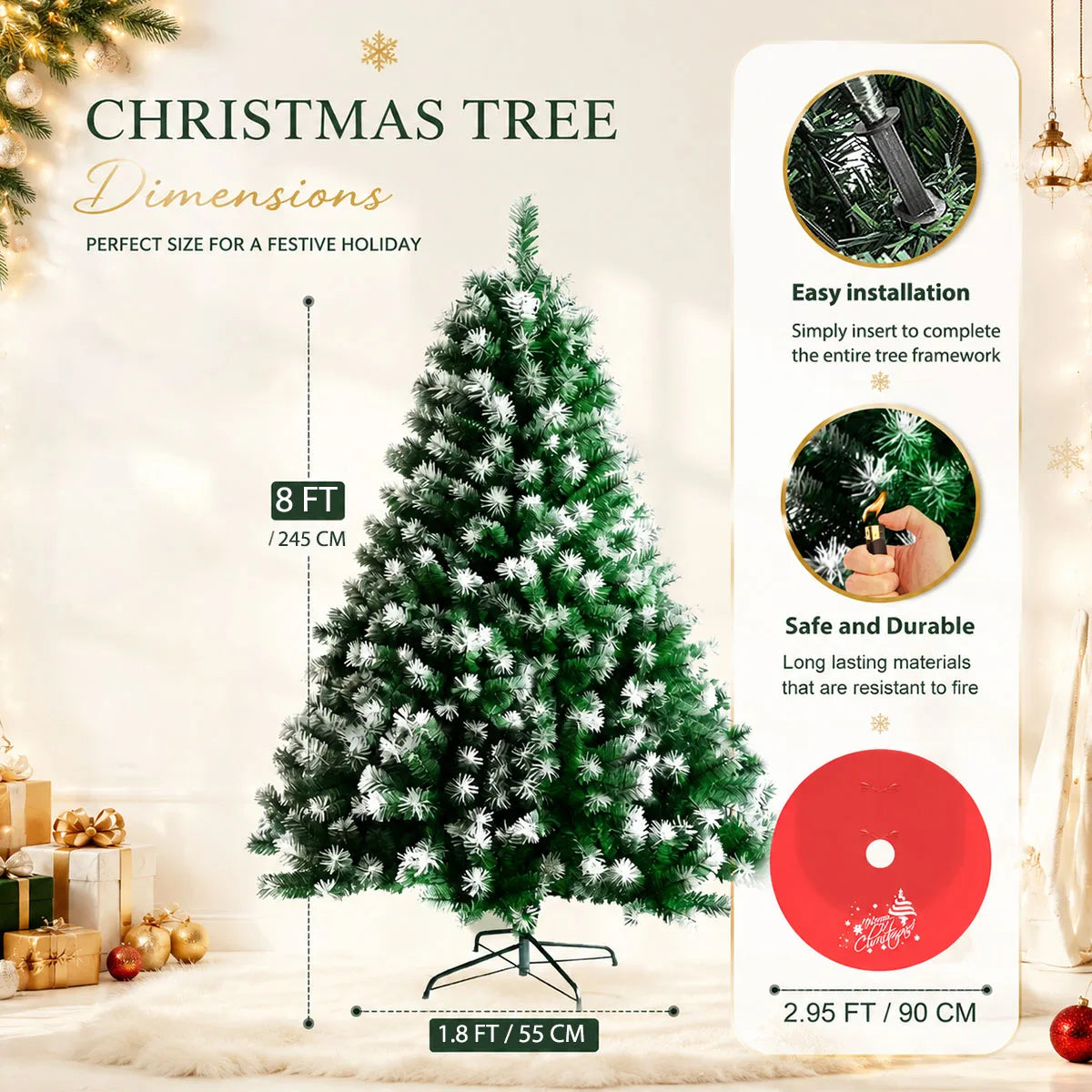 8FT Snow Flocked Artificial Christmas Tree
