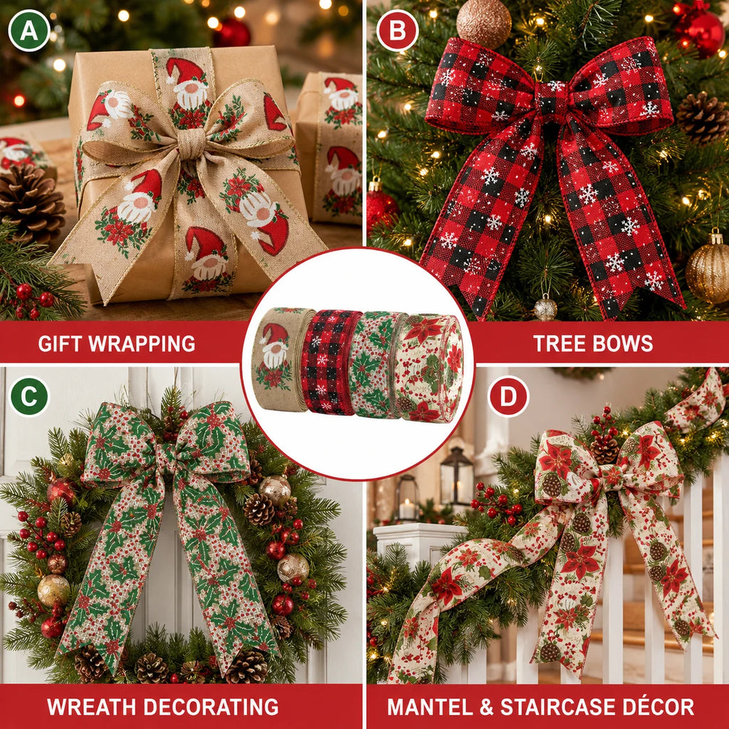 Christmas Burlap Wired Ribbon