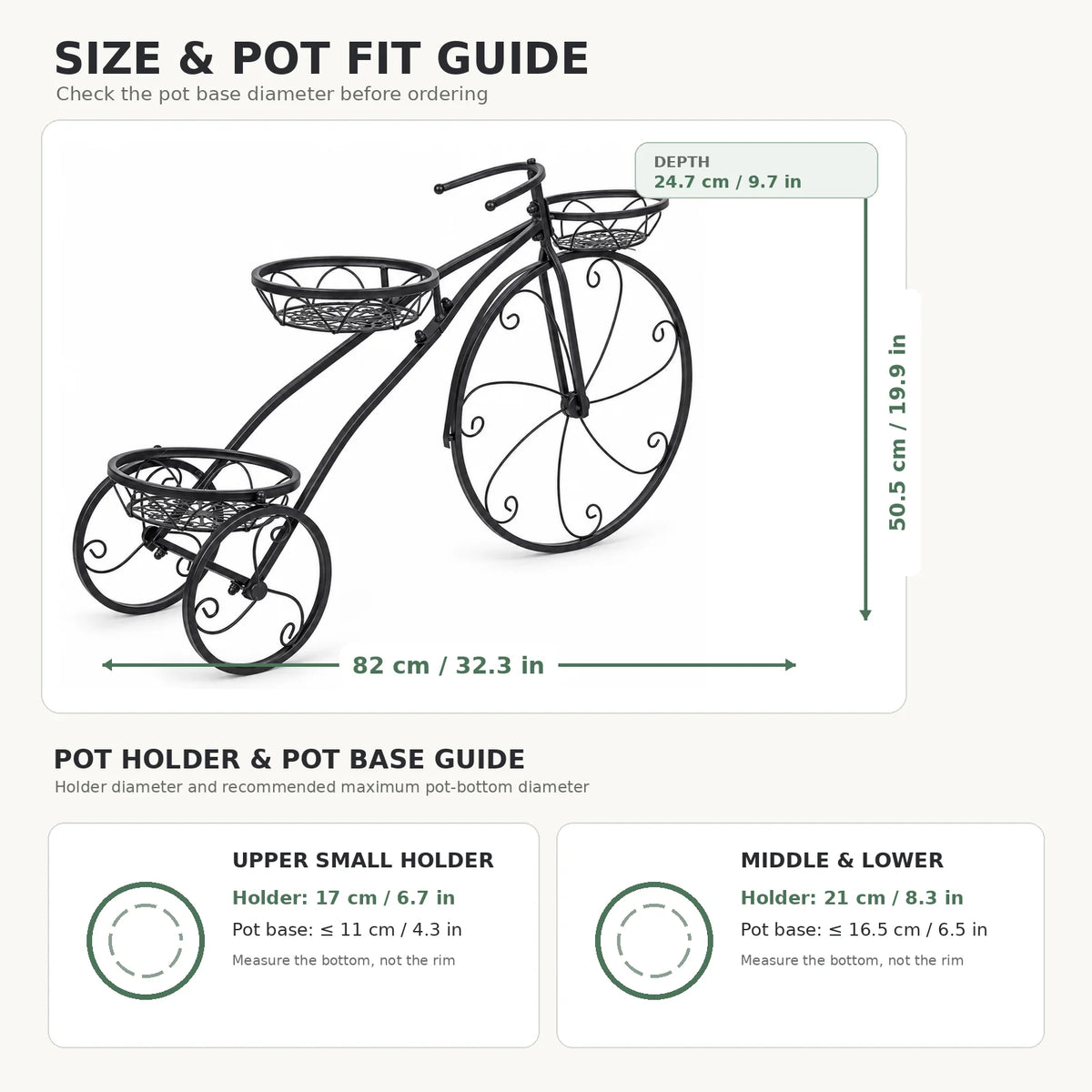3 Tier Bicycle Shaped Iron Plant Stand