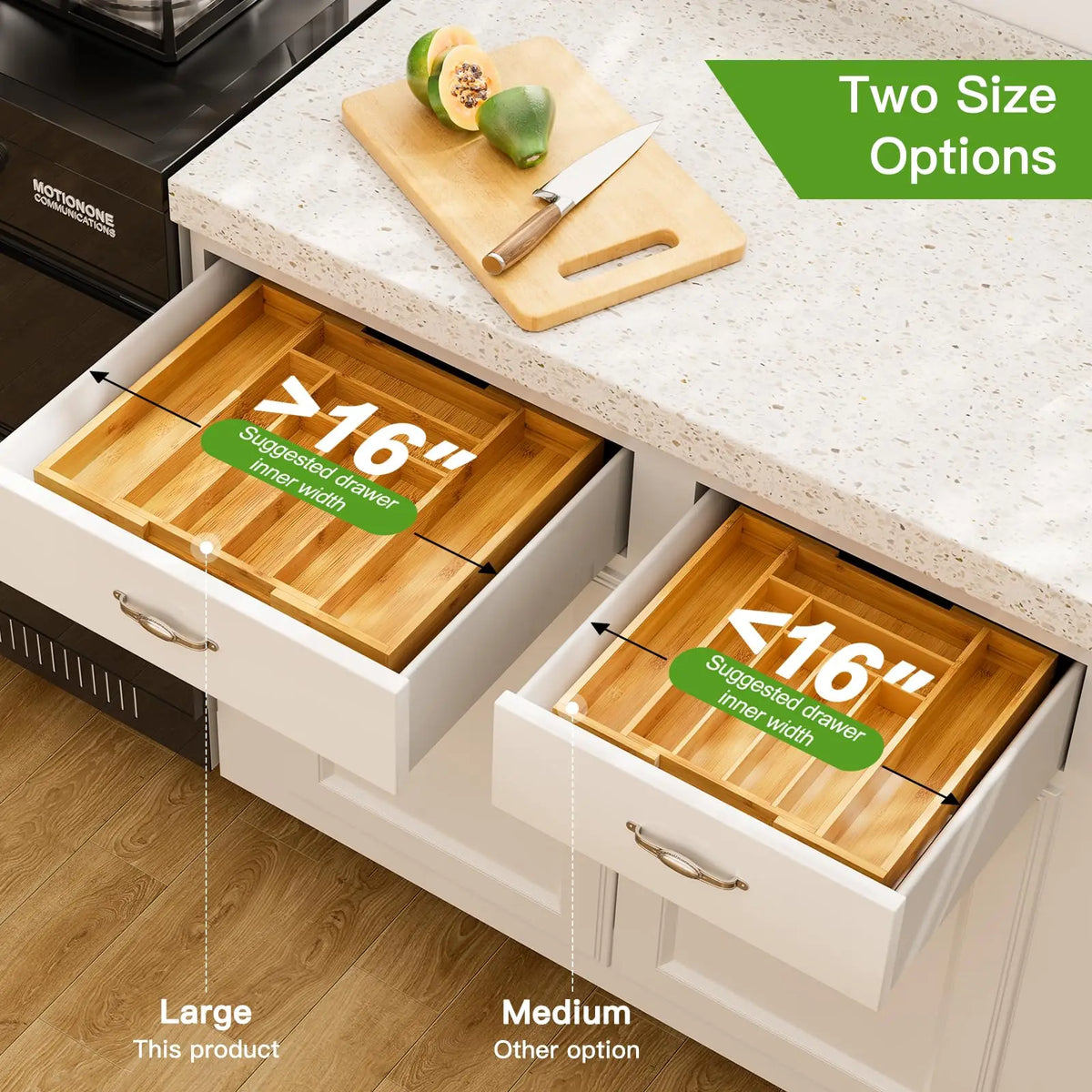 Adjustable Bamboo Silverware Drawer Organizer