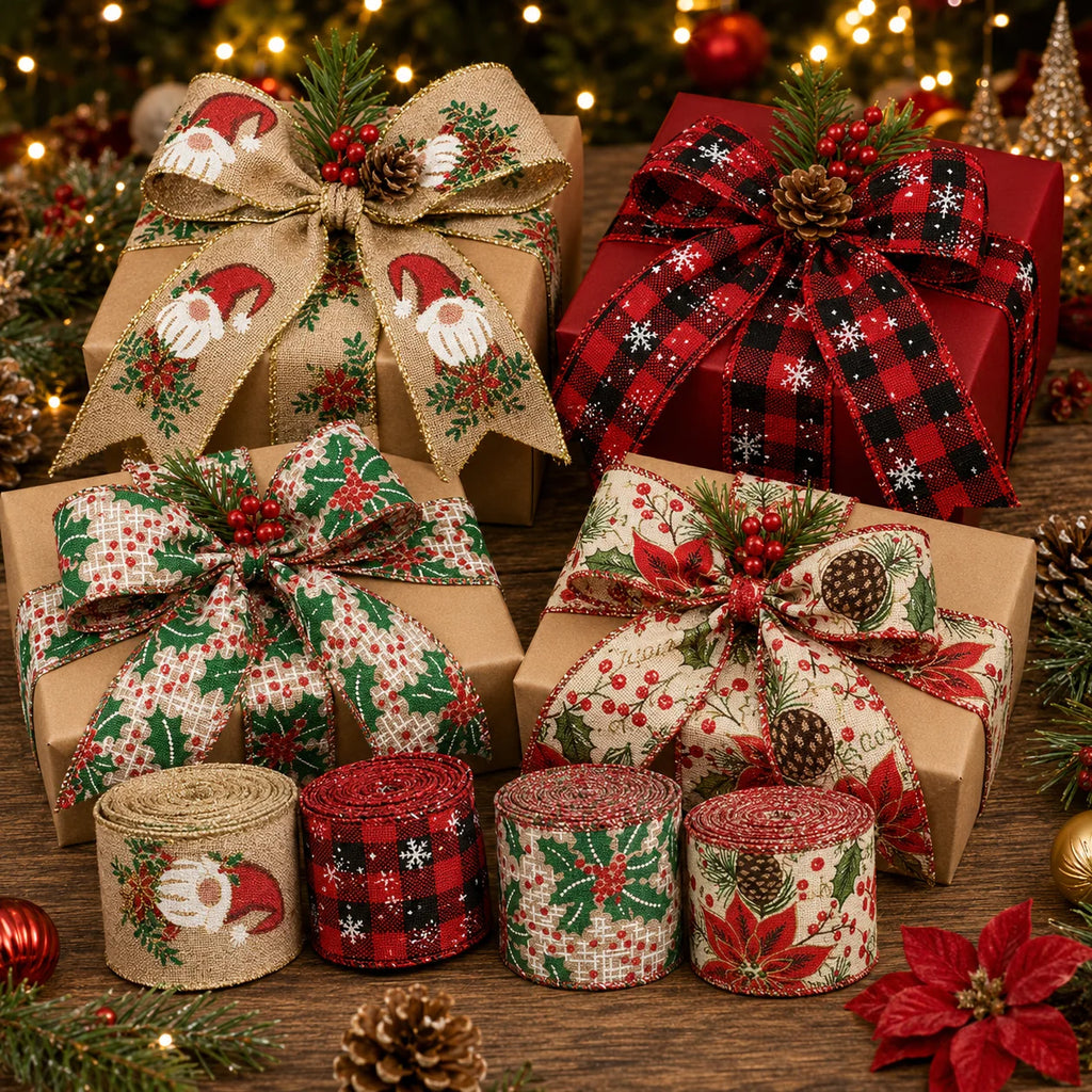Christmas Burlap Wired Ribbon