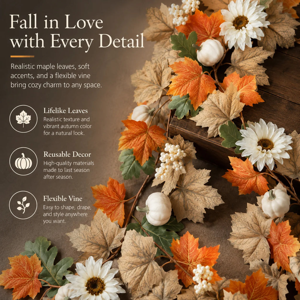 Fall Artificial Maple Leaf Garland