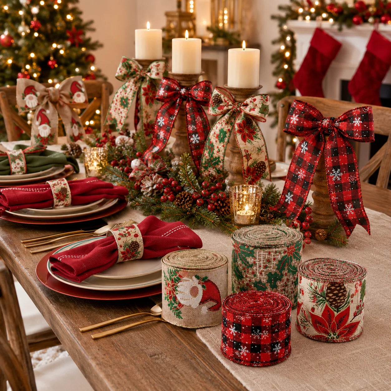 Christmas Burlap Wired Ribbon