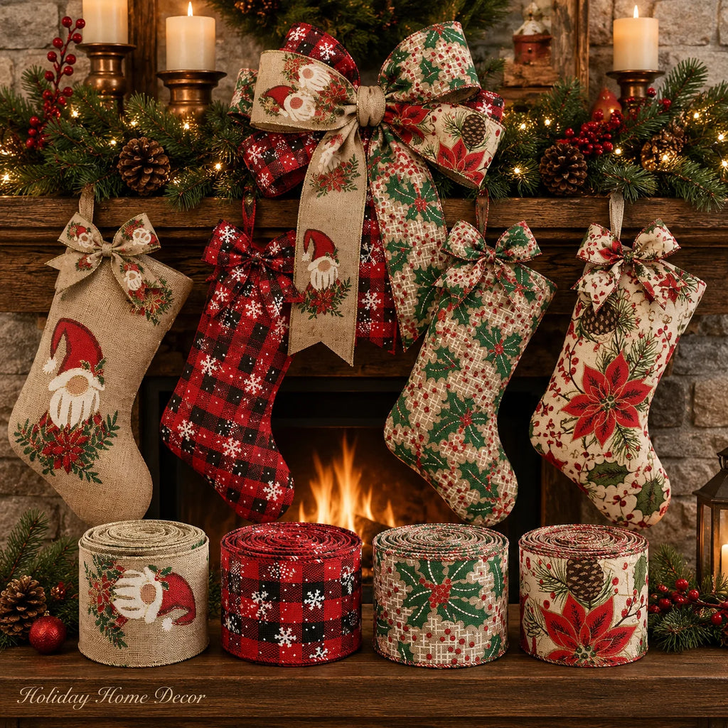 Christmas Burlap Wired Ribbon