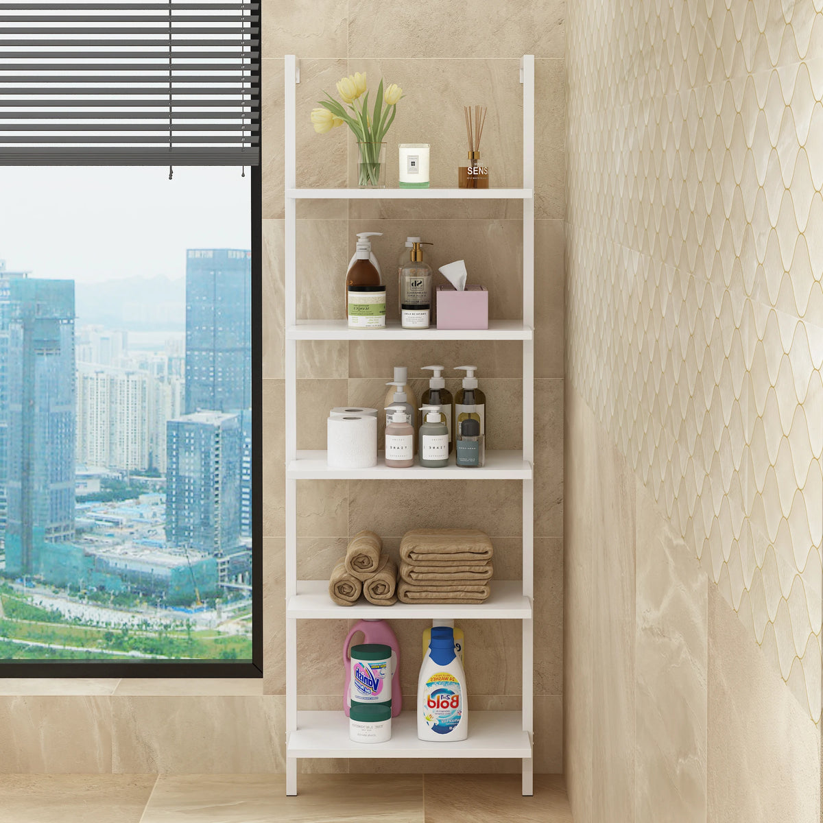 5‑Tier Ladder Wall‑Leaning Storage