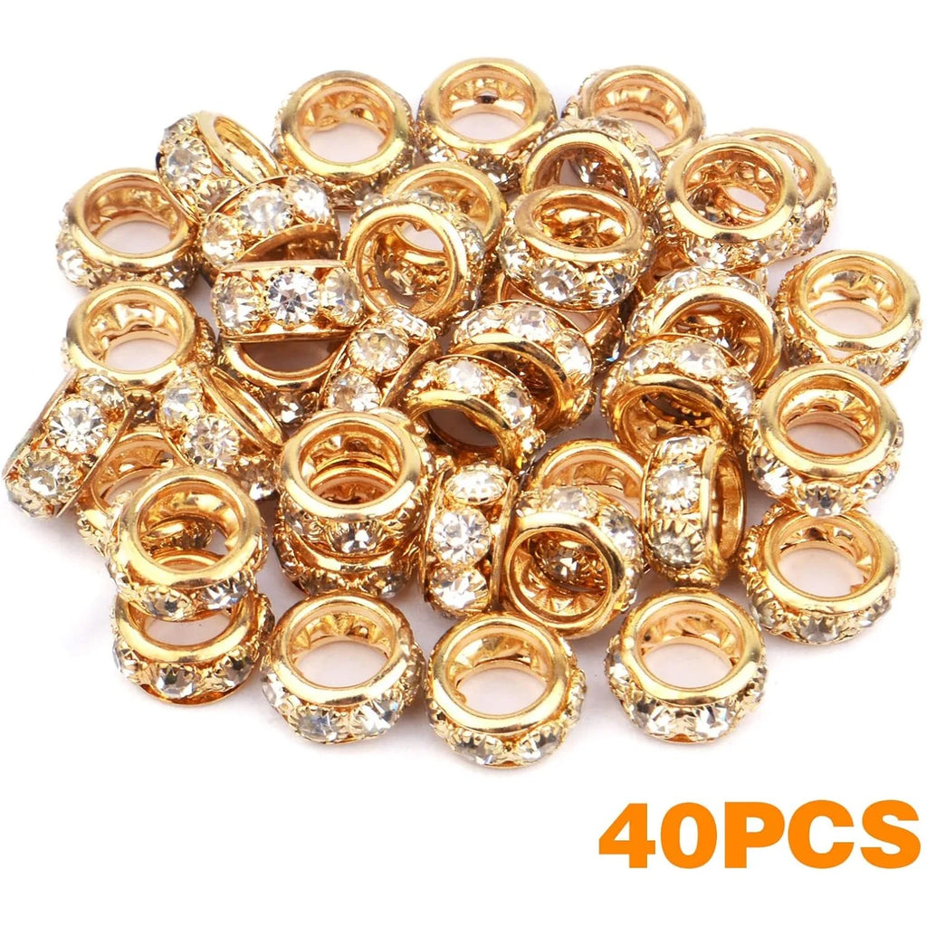 40pcs Rhinestone European Spacer Beads