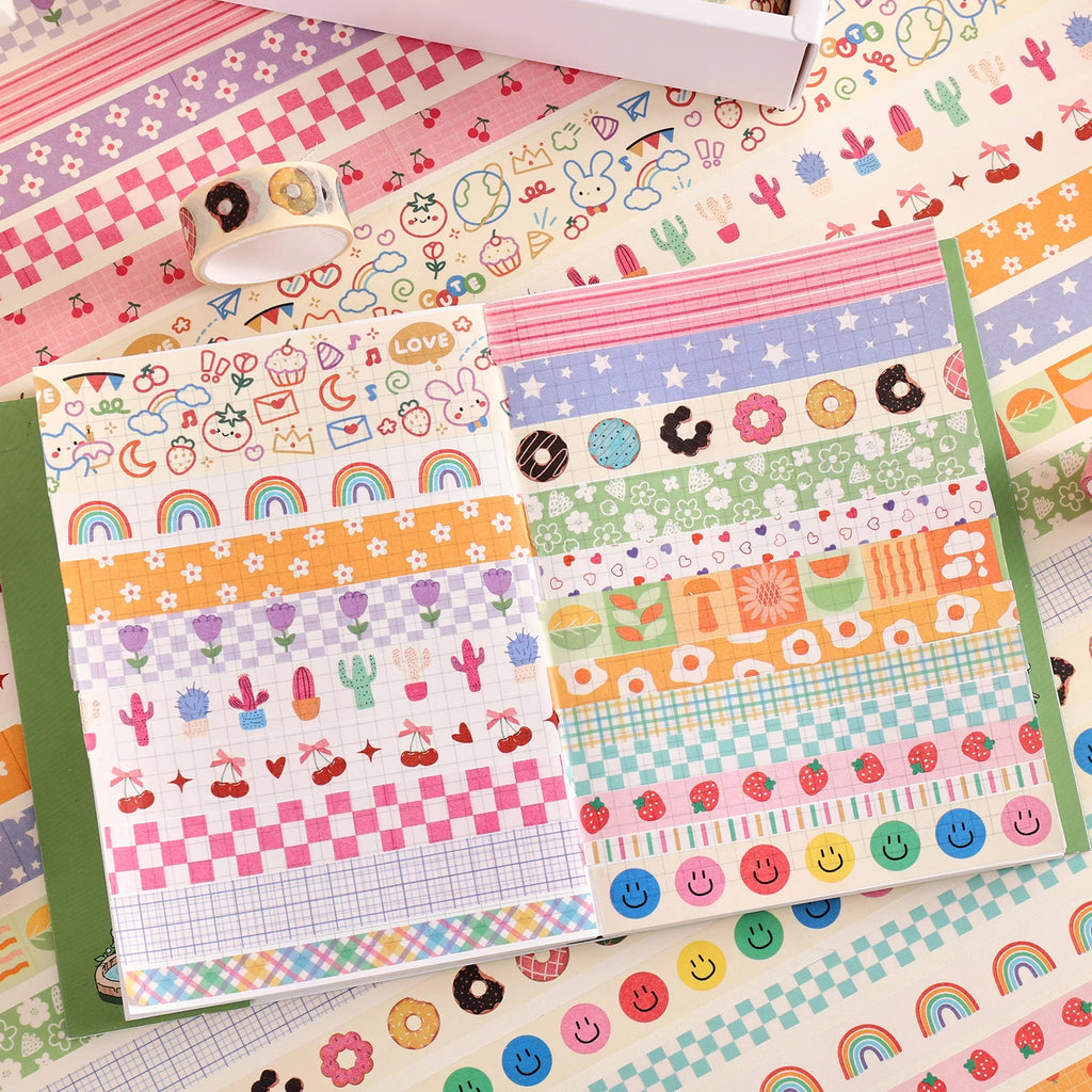 Colorful Floral Writable Washi Tape Set