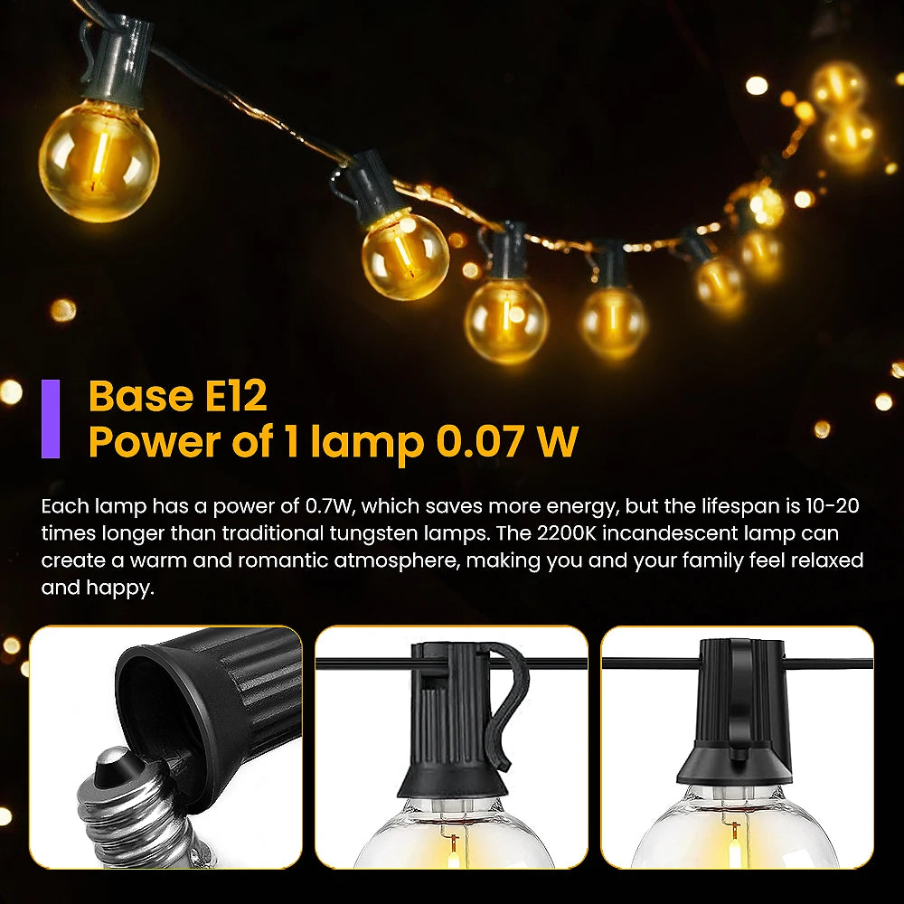 LED Globe String Lights Outdoor