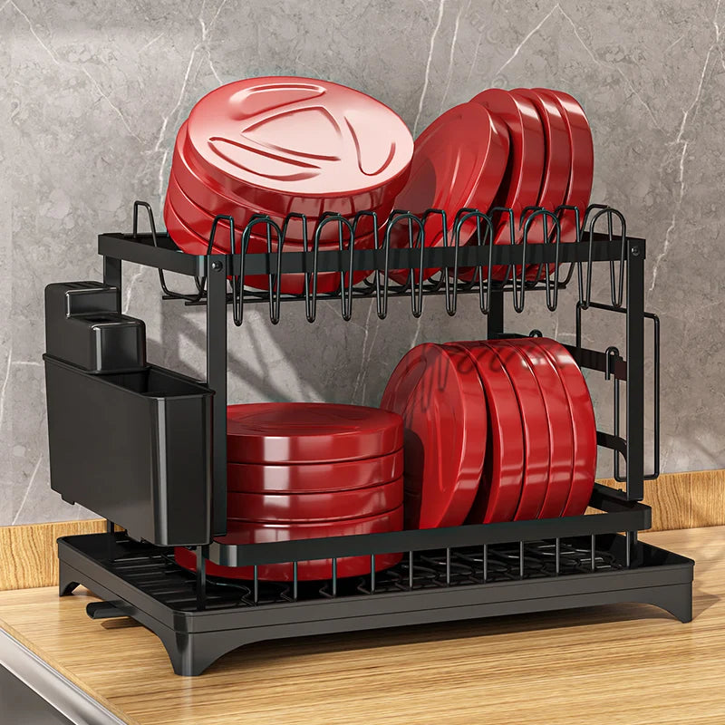 2-Tier Dish Racks with Drainboard