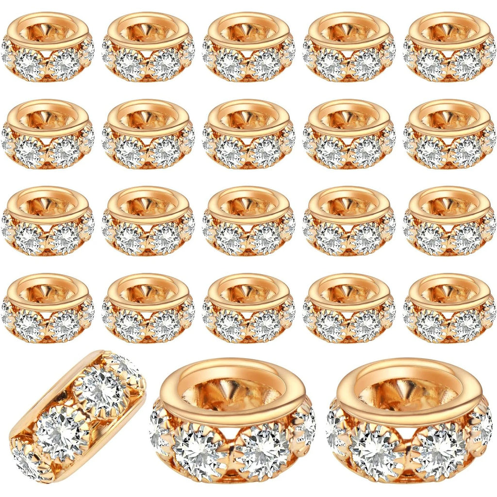 40pcs Rhinestone European Spacer Beads