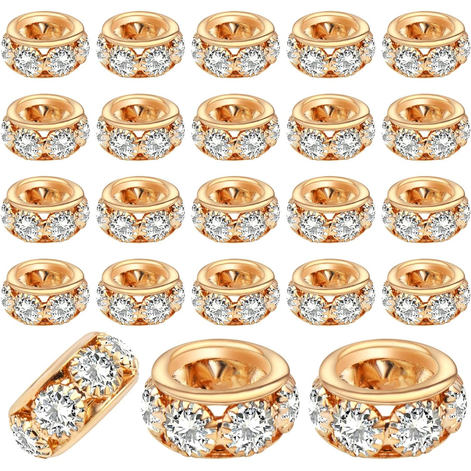 40pcs Rhinestone European Spacer Beads