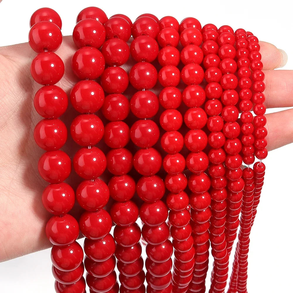 Red Jades Stone Beads Spacer Beads
