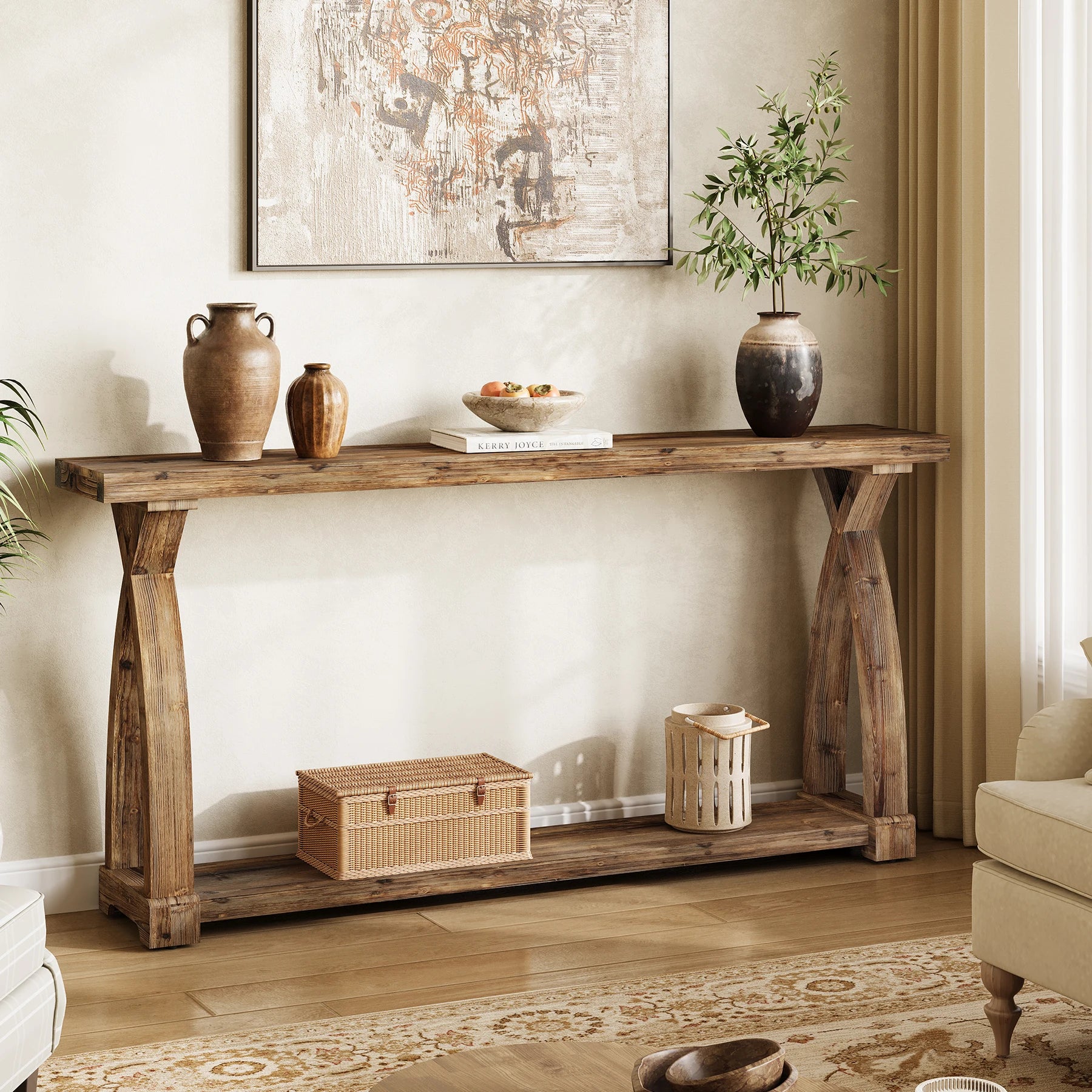 Wood Console Table for Entryway