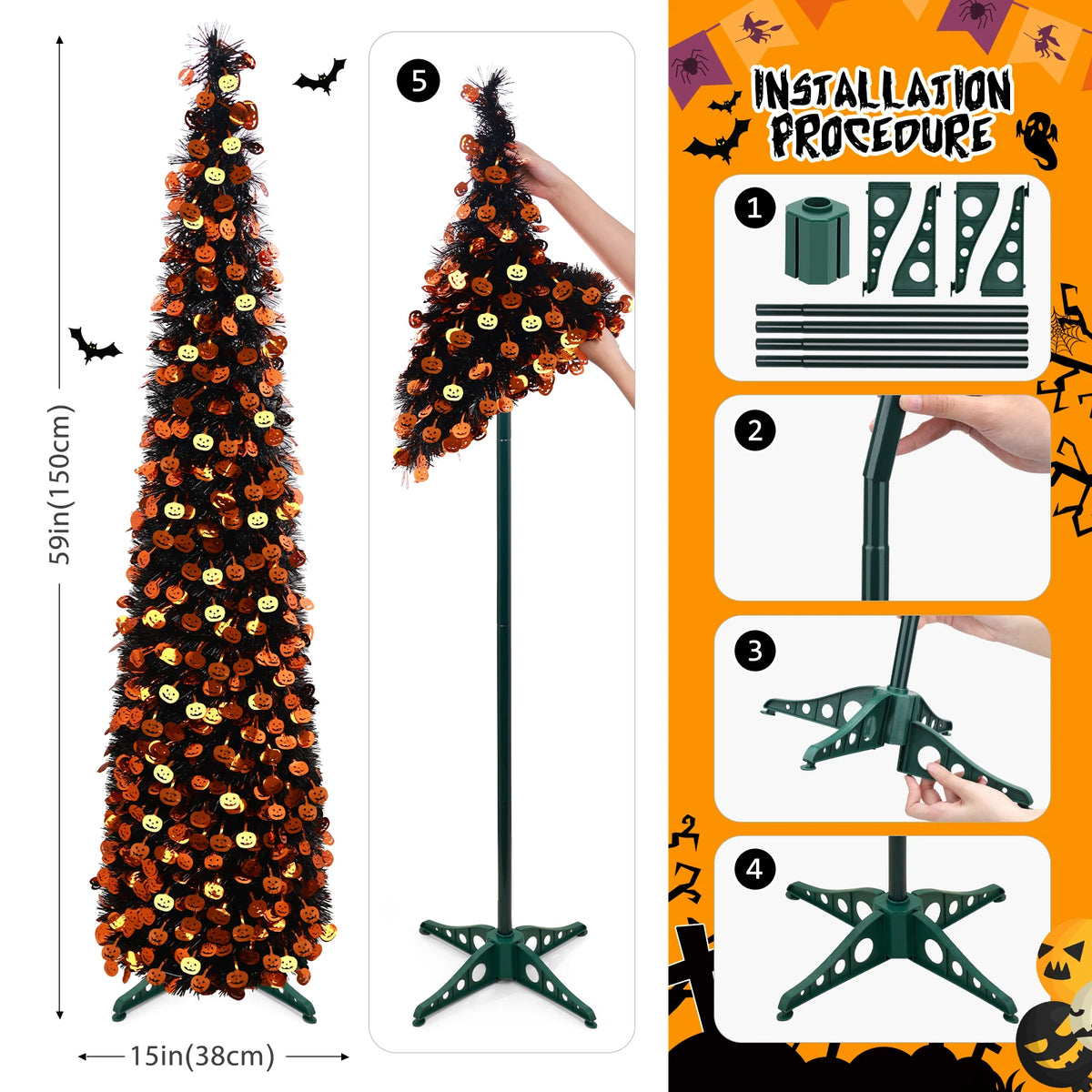 5Ft Halloween Pop Up Artificial Tree
