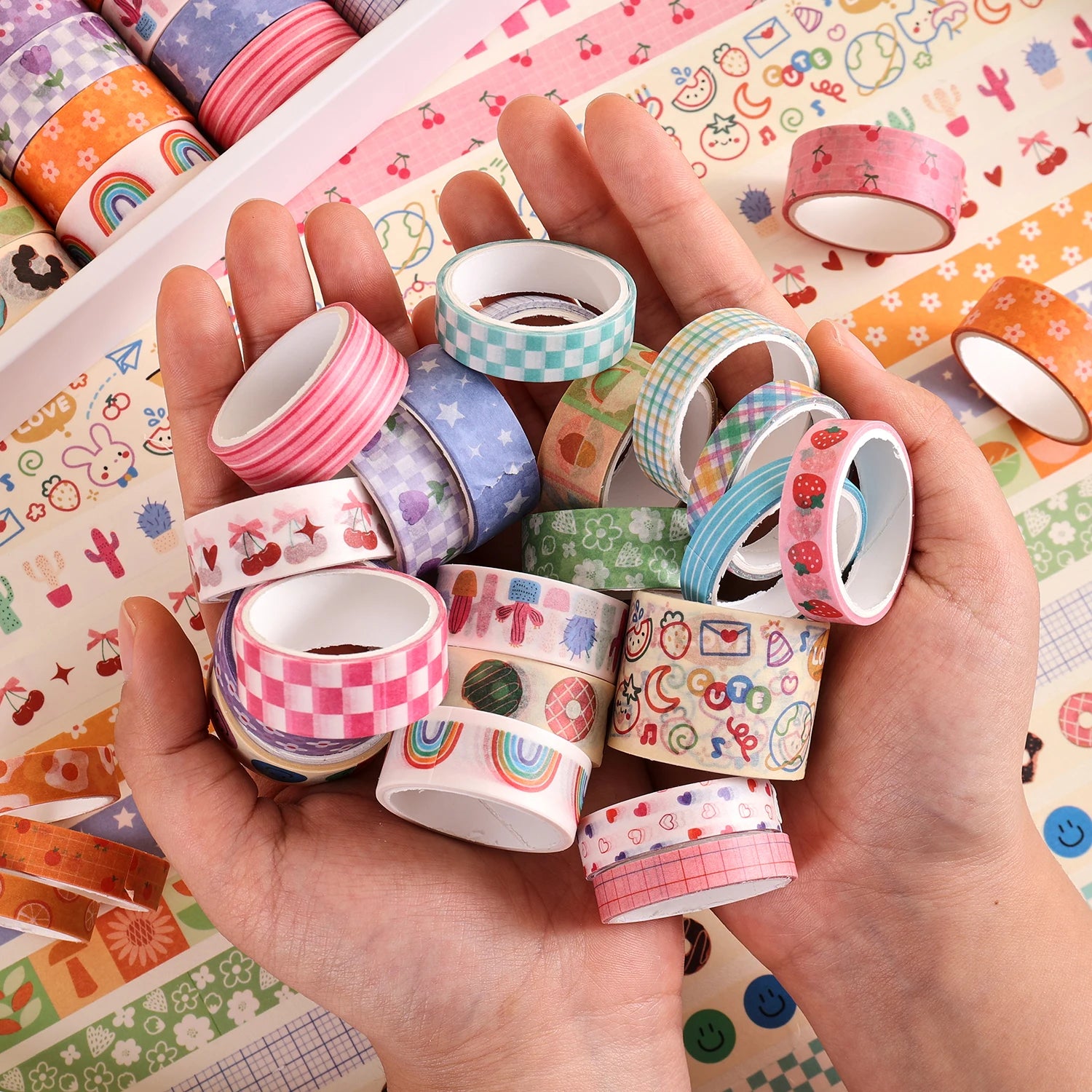 Colorful Floral Writable Washi Tape Set