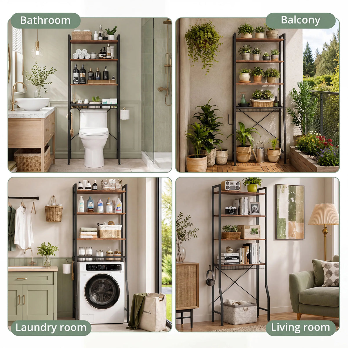 4-Tier Over Toilet Organizer Shelf