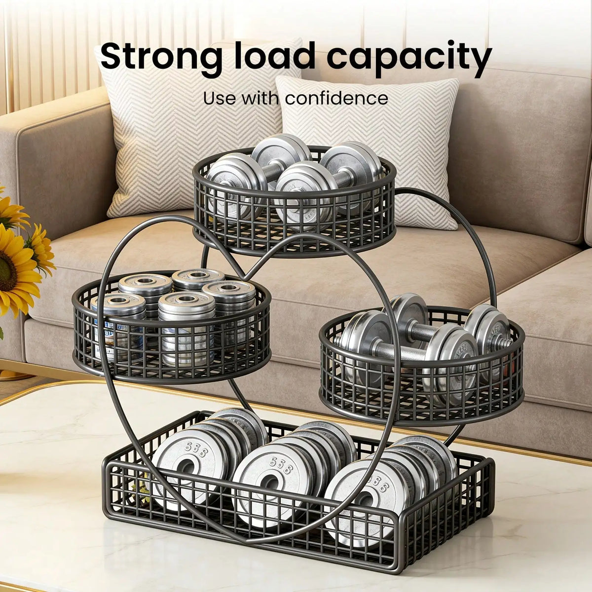 3 Tier Heart Shape Metal Makeup Organizer