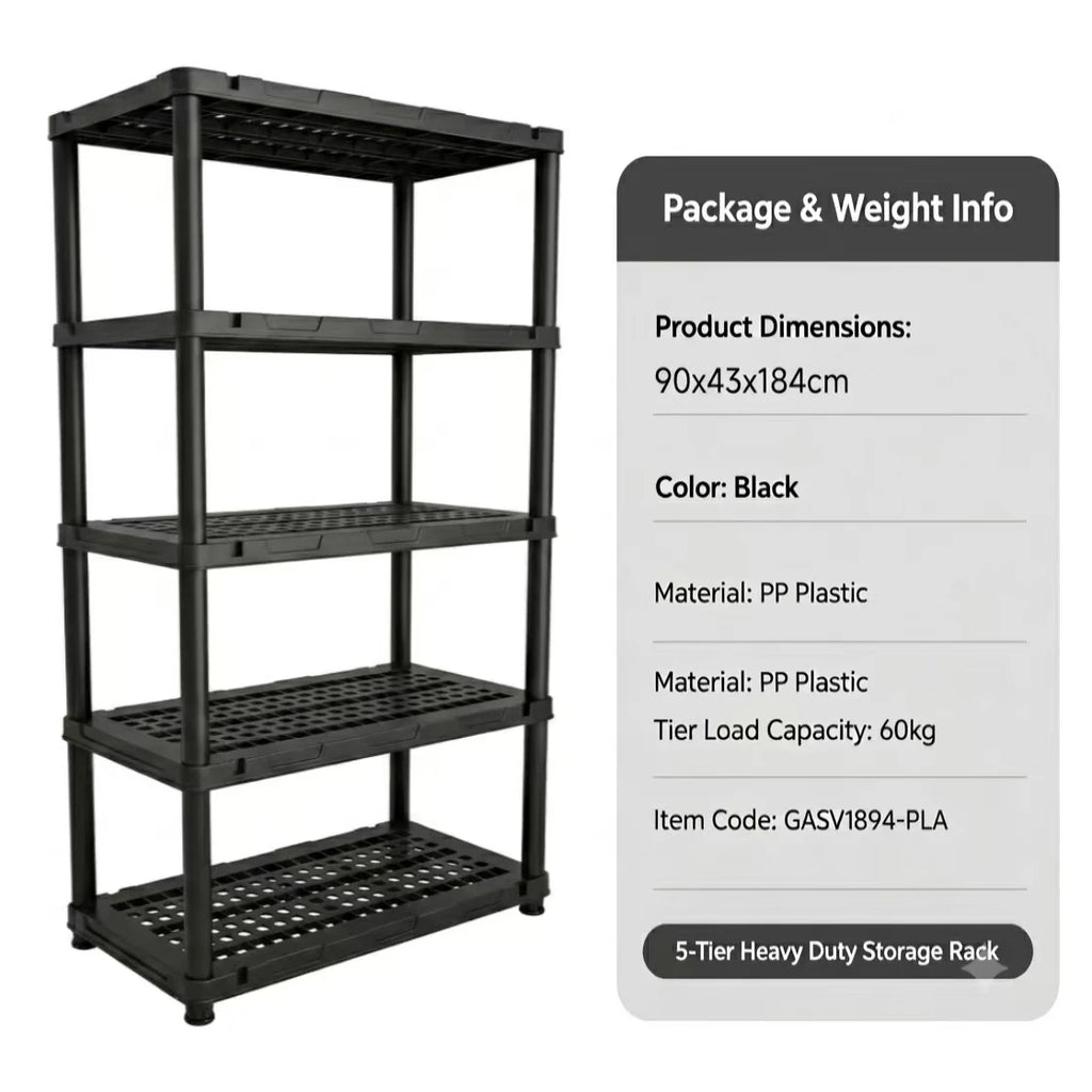 4 & 5 Tier Plastic Storage Shelving Unit