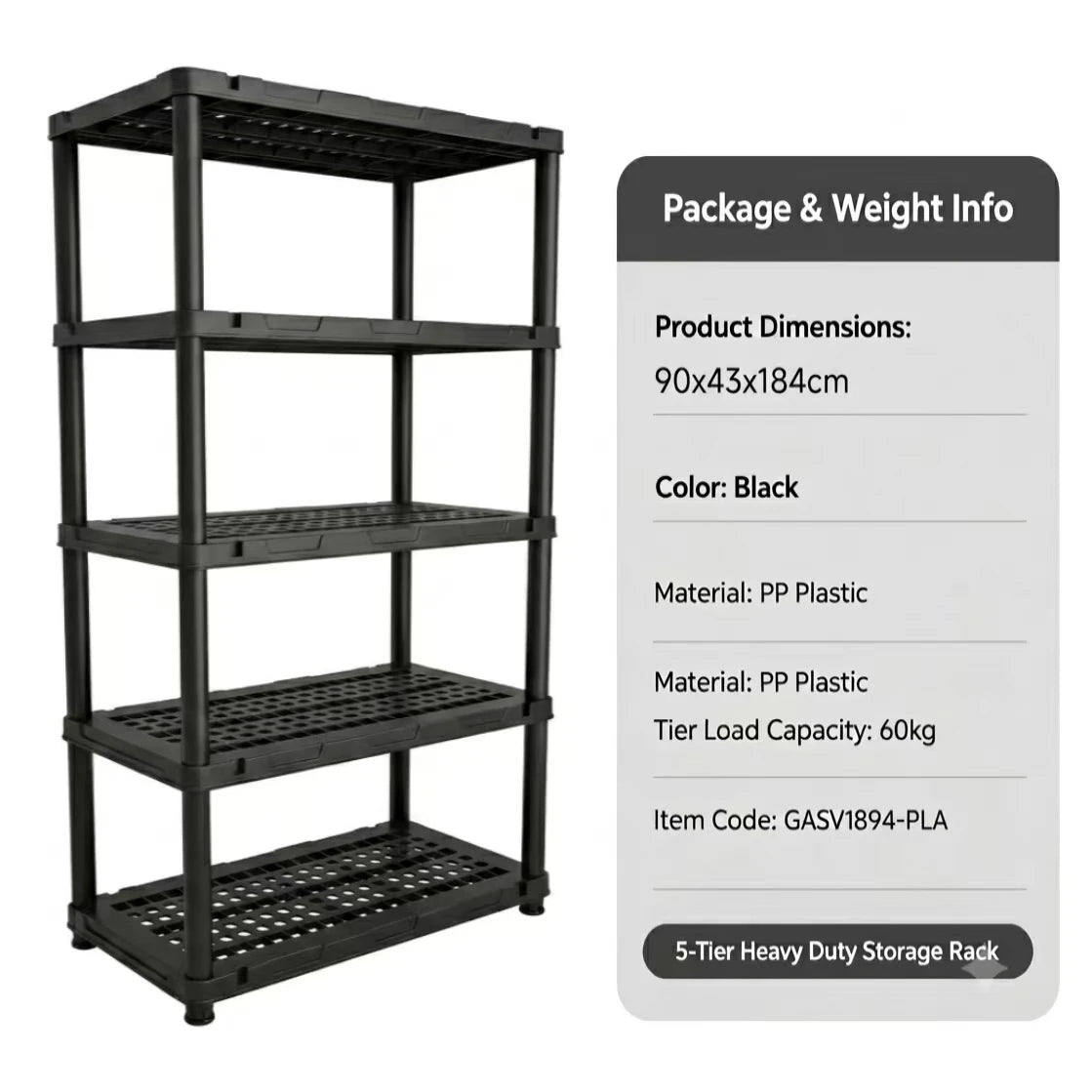 4 & 5 Tier Plastic Storage Shelving Unit