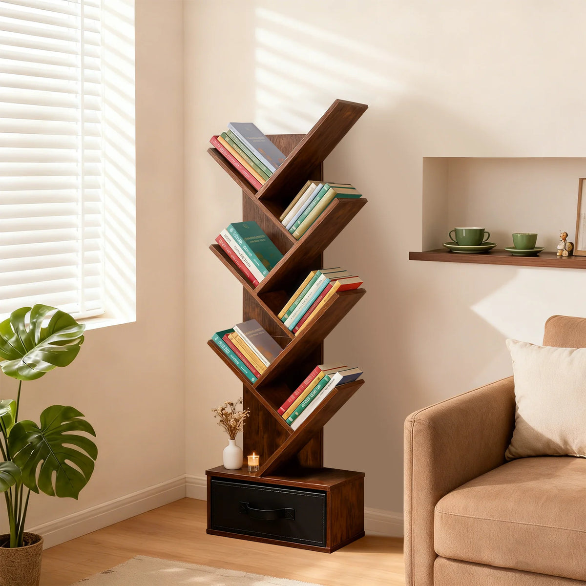 Geometric Wooden Book Rack
