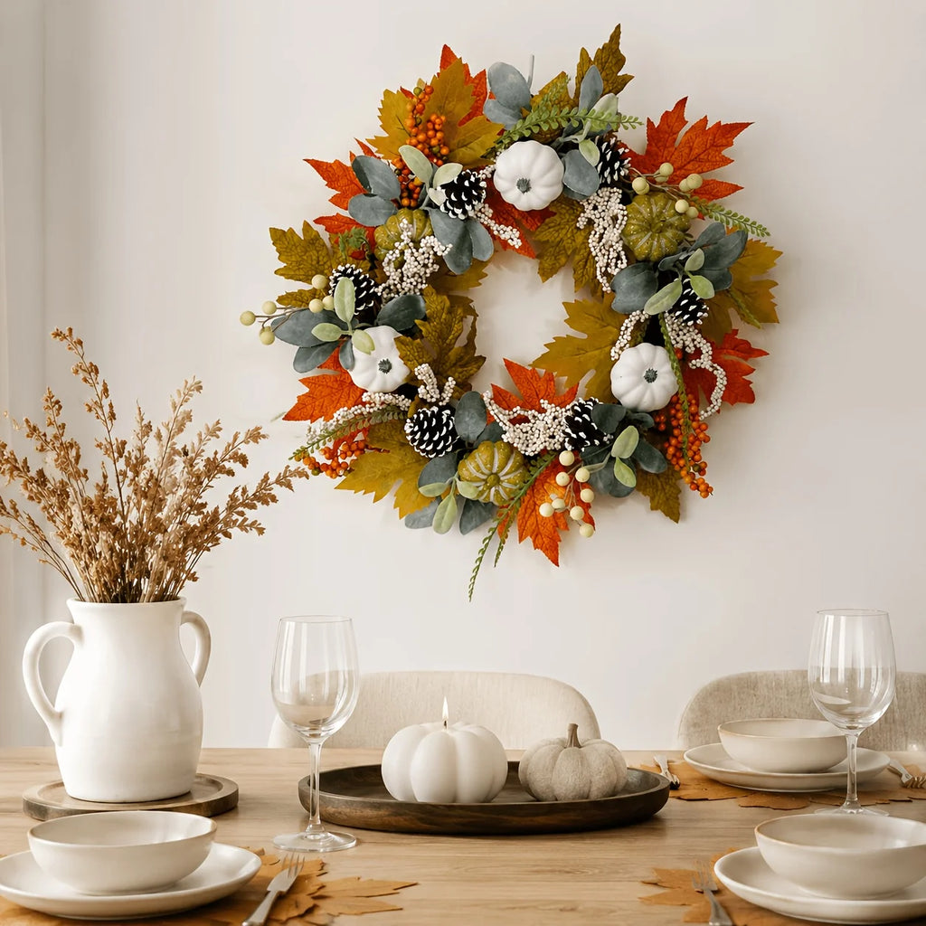 Fall Artificial Pumpkin Wreath