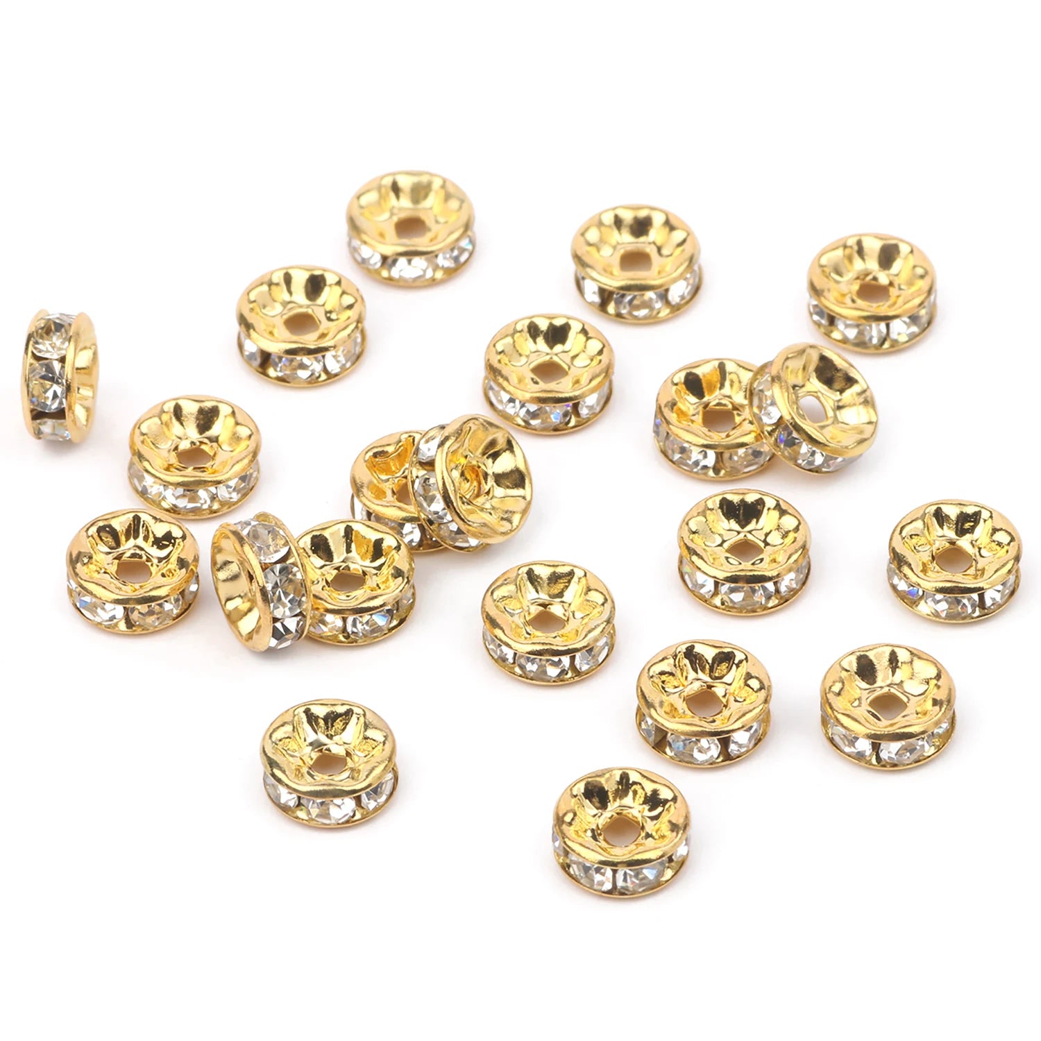 50pc/Lot 6mm 8mm 10mm AB Color  Rhinestone Ball Shape Loose Beads Metal Crystal Beads for Jewelry Making DIY Accessories
