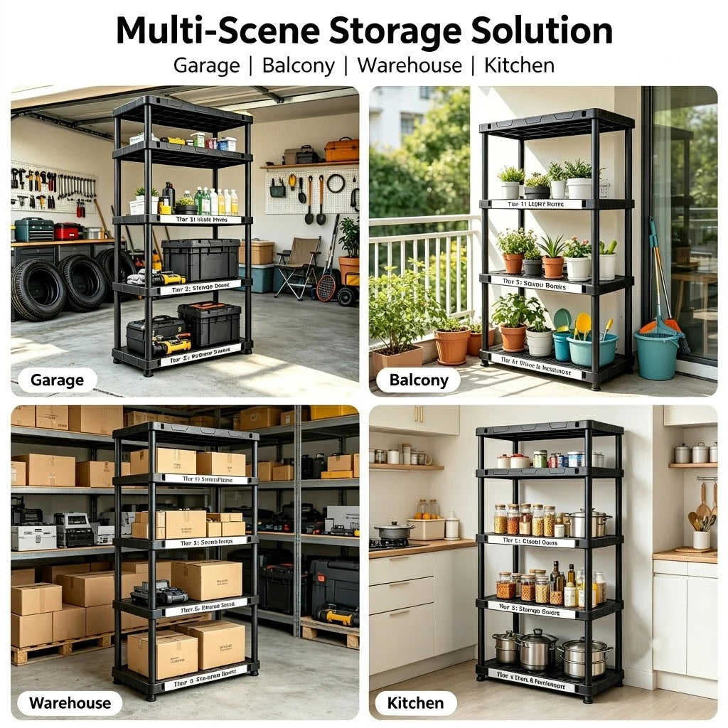 4 & 5 Tier Plastic Storage Shelving Unit