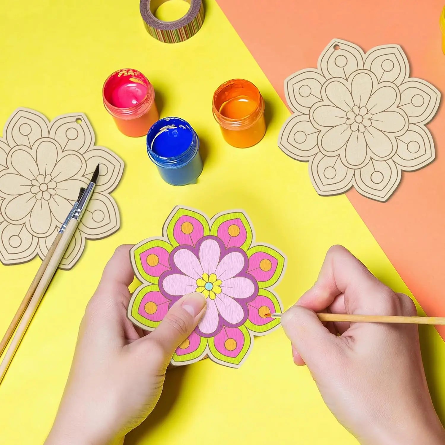Unfinished Wooden Flower Ornaments