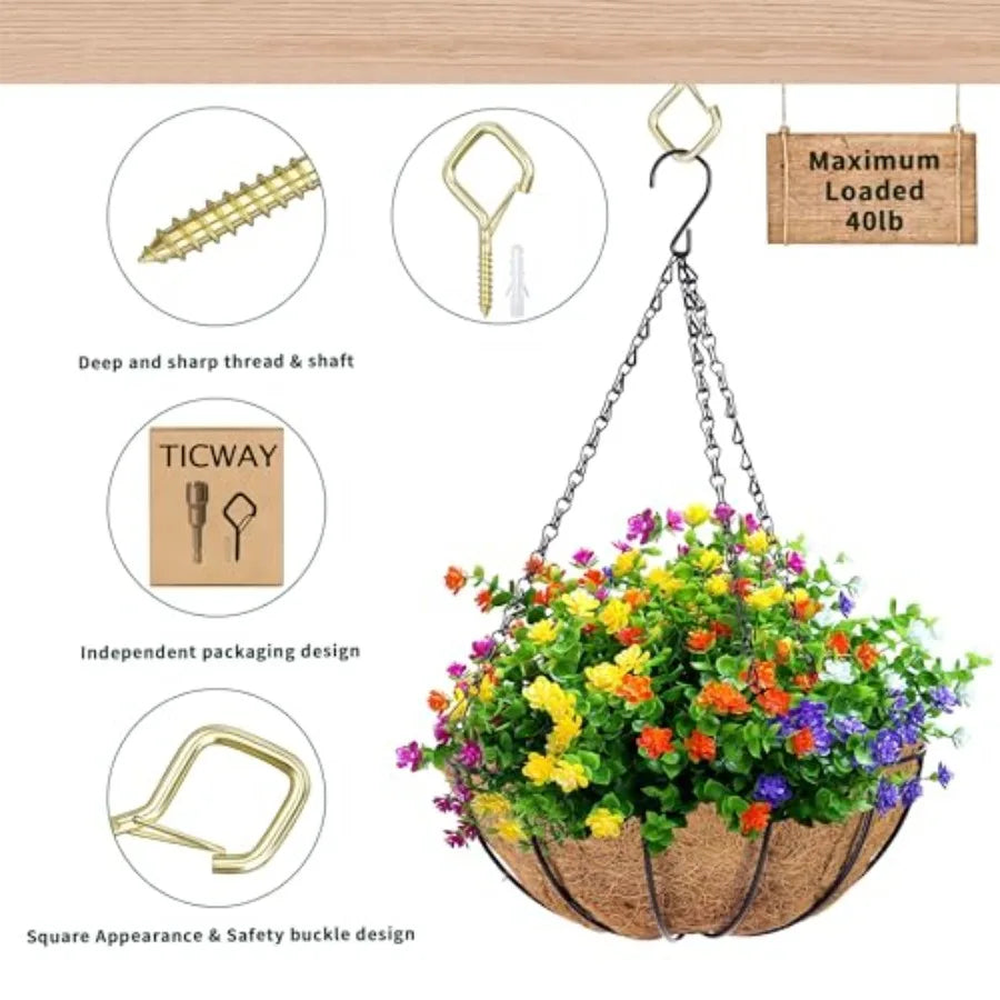 Outdoor Hooks for String Lights, Hanging Baskets