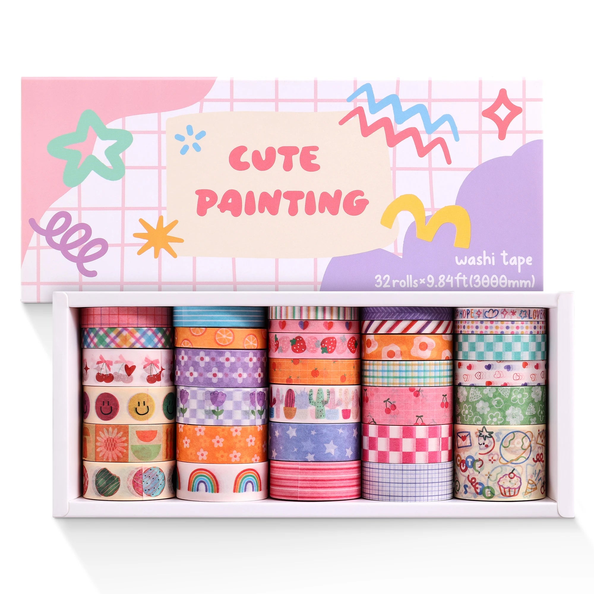 Colorful Floral Writable Washi Tape Set
