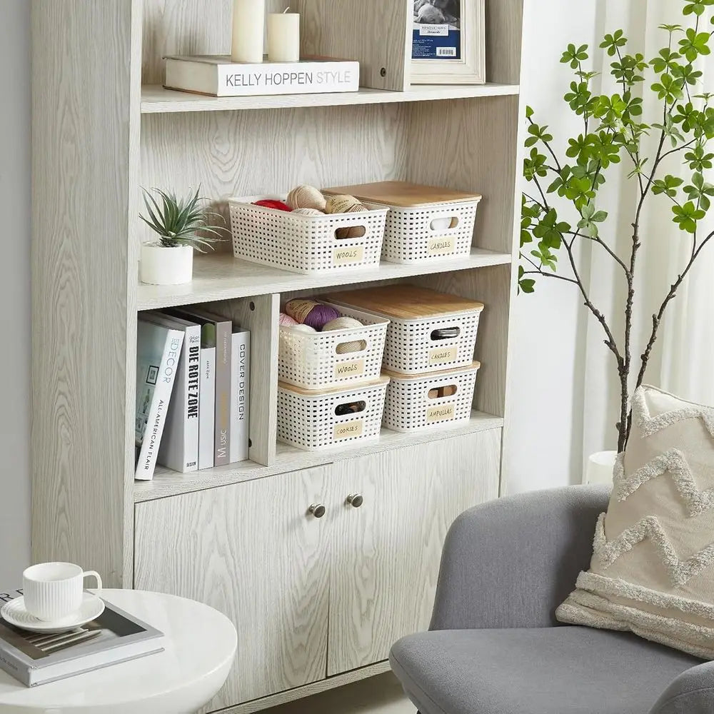 Plastic Storage Bins with Bamboo Lids