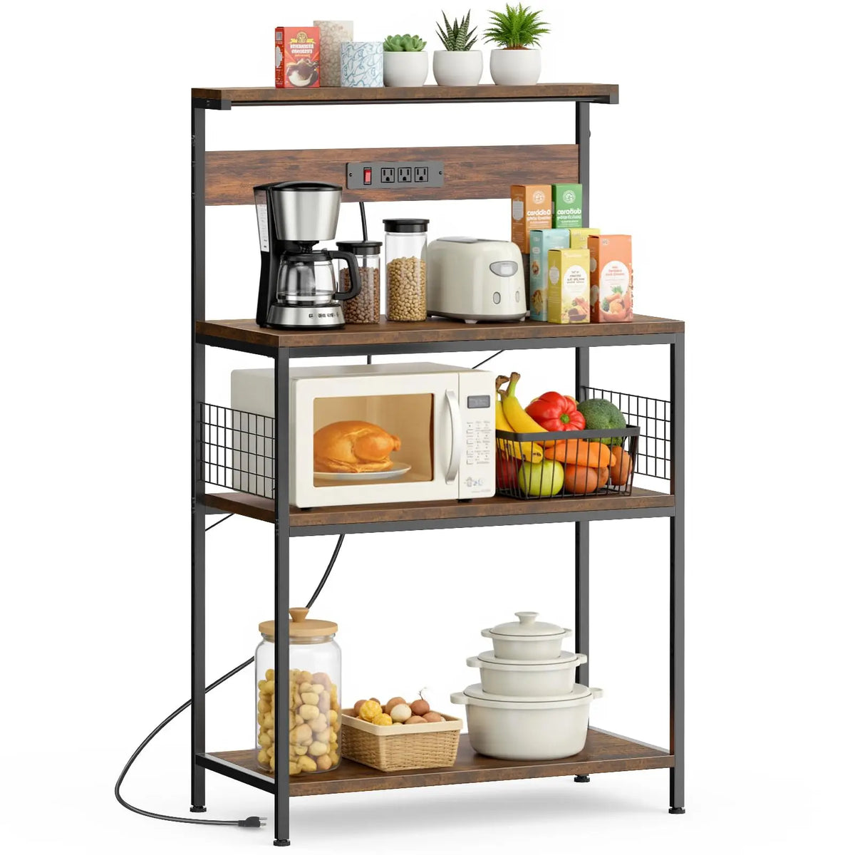 Kitchen Bakers Rack with Power Outlet