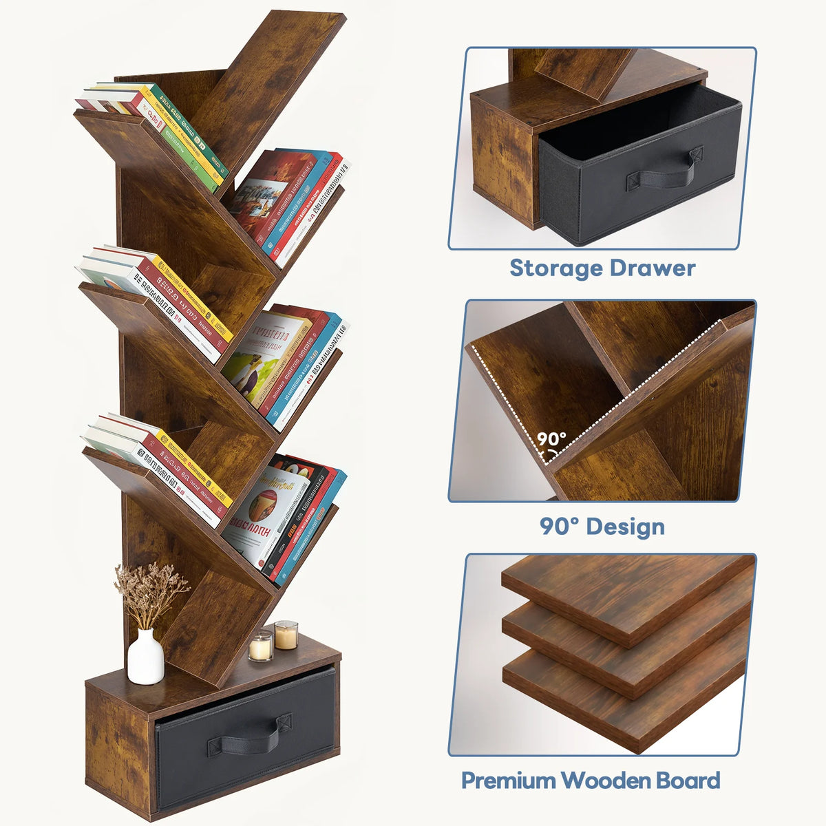 Geometric Wooden Book Rack