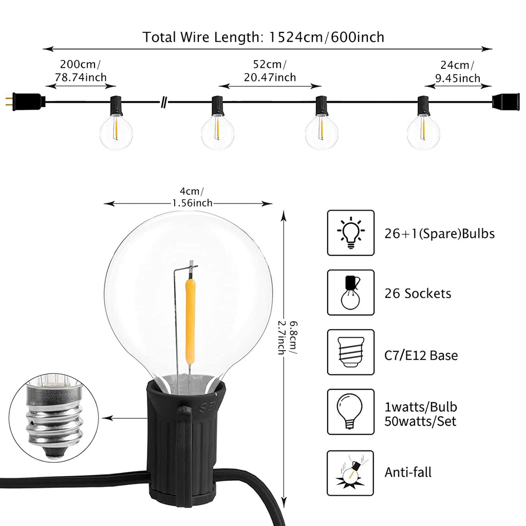 LED Globe String Lights Outdoor