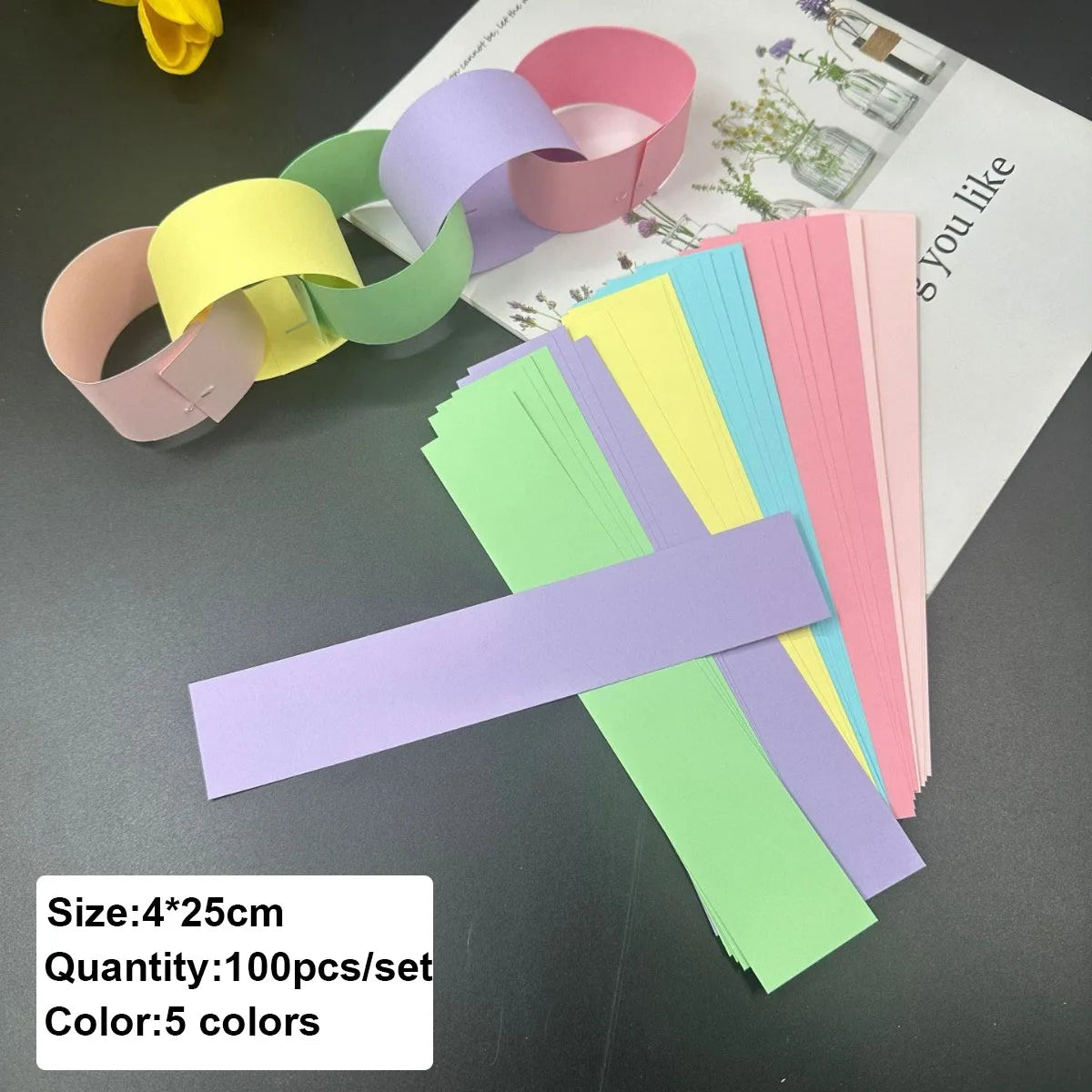 Rainbow Paper Chain Garland