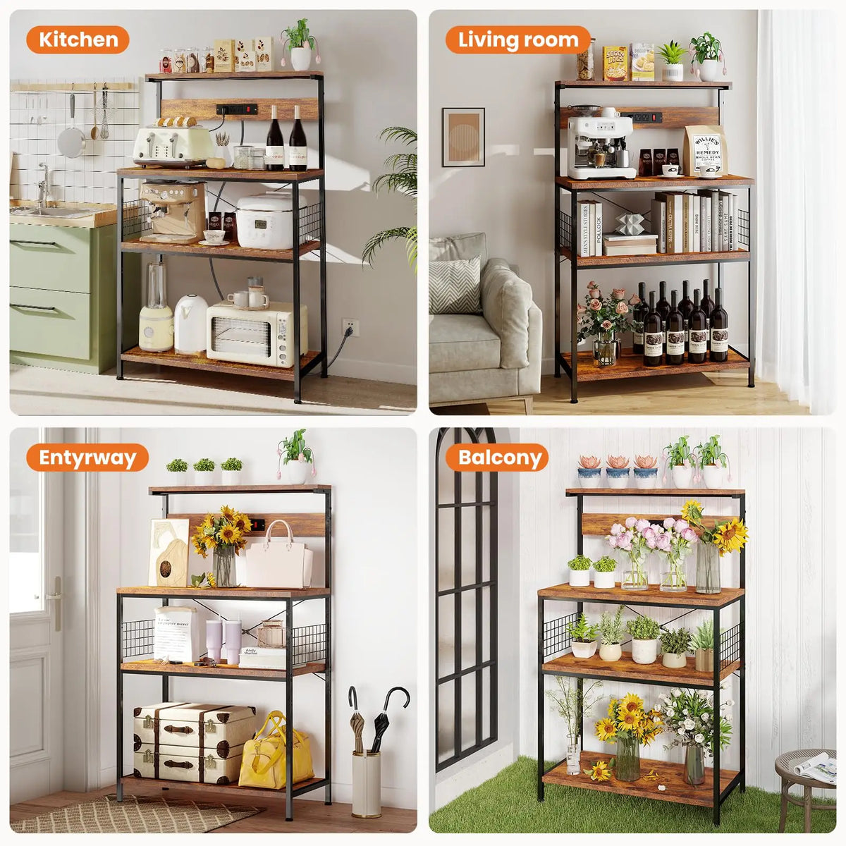 Kitchen Bakers Rack with Power Outlet