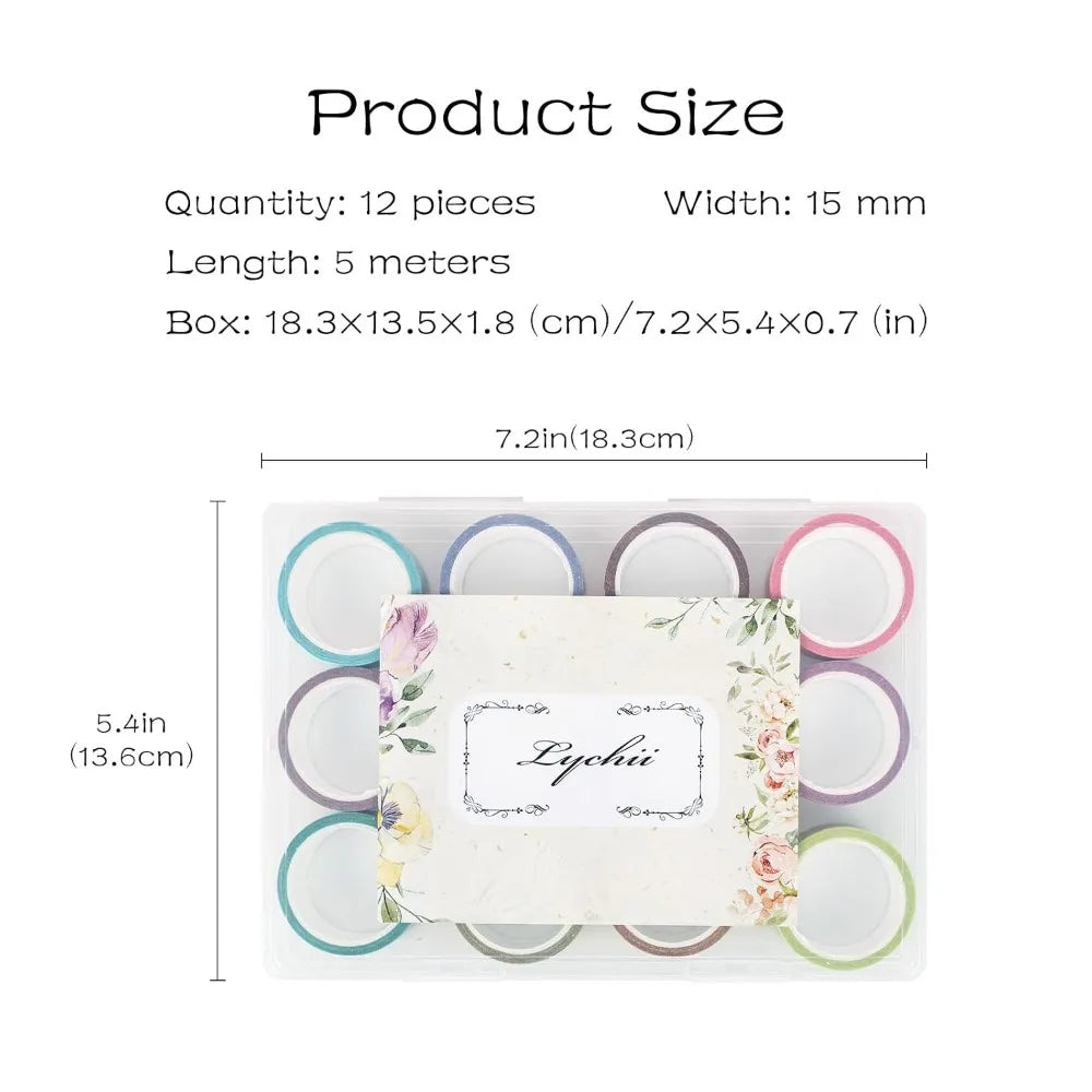 12 Rolls Vintage Washi Tape Set