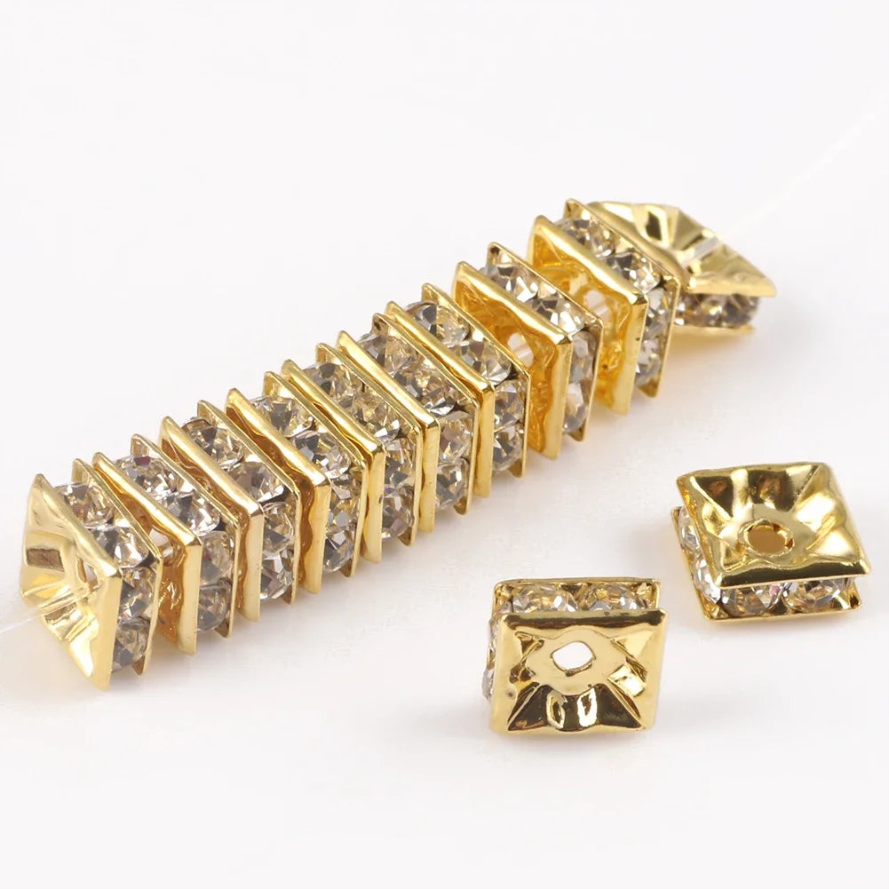 50pc/Lot 6mm 8mm 10mm AB Color  Rhinestone Ball Shape Loose Beads Metal Crystal Beads for Jewelry Making DIY Accessories