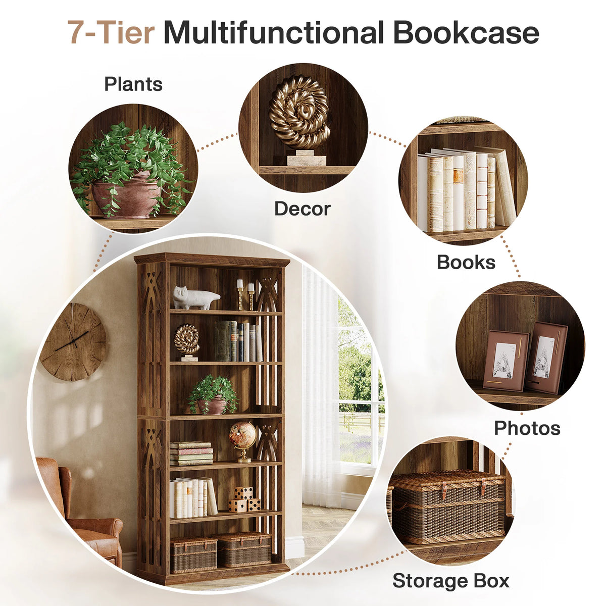 6-Tier 75-inch Tall Bookshelf