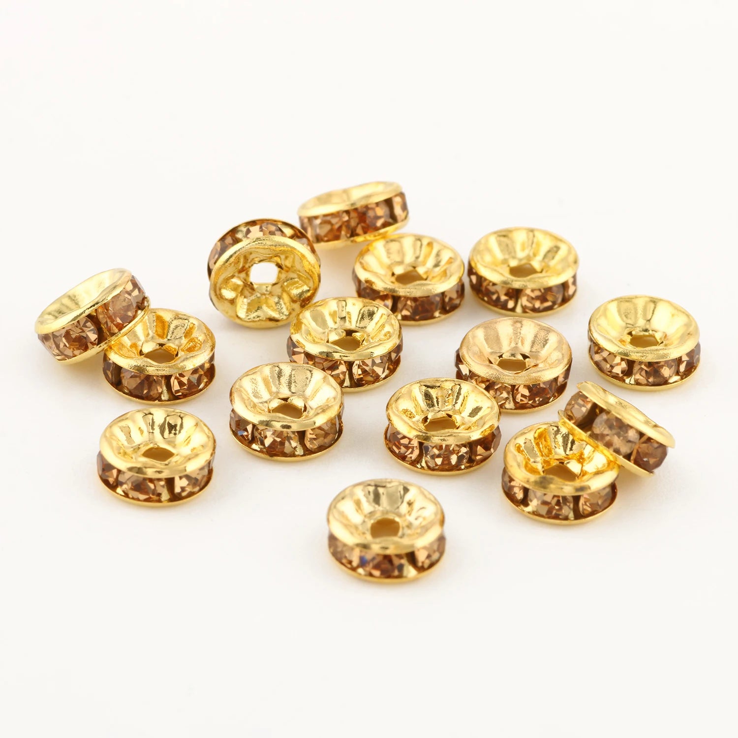 50pc/Lot 6mm 8mm 10mm AB Color  Rhinestone Ball Shape Loose Beads Metal Crystal Beads for Jewelry Making DIY Accessories