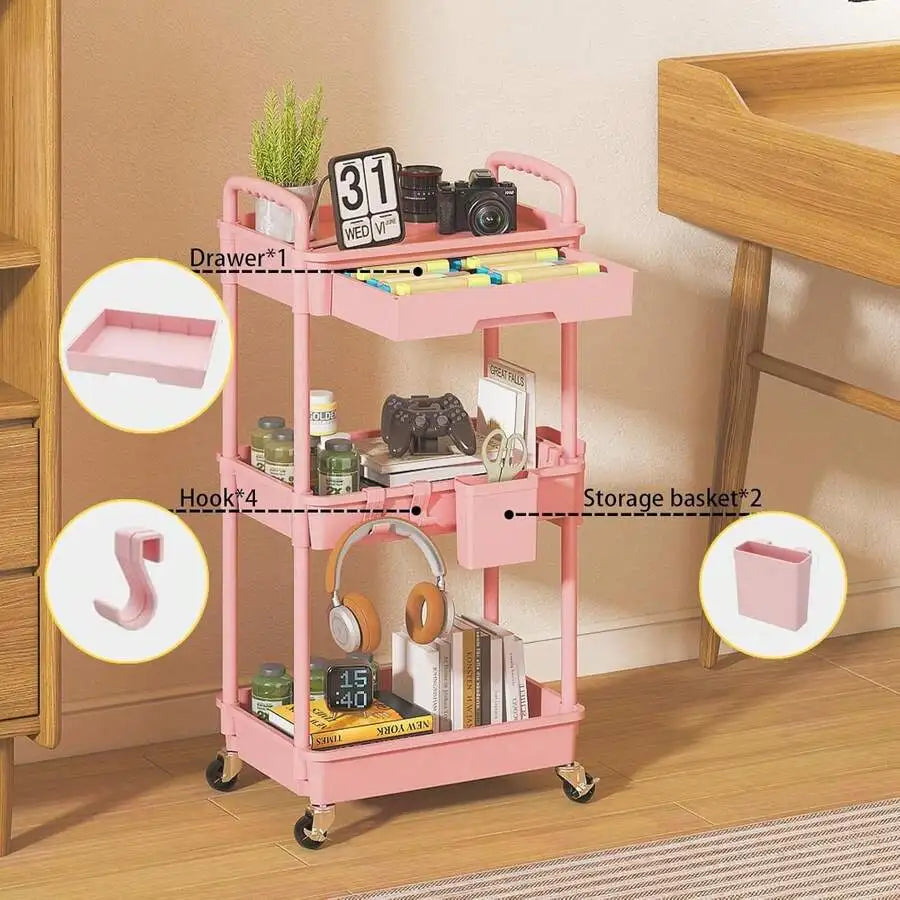 3 Tier Rolling Utility Cart Organizer