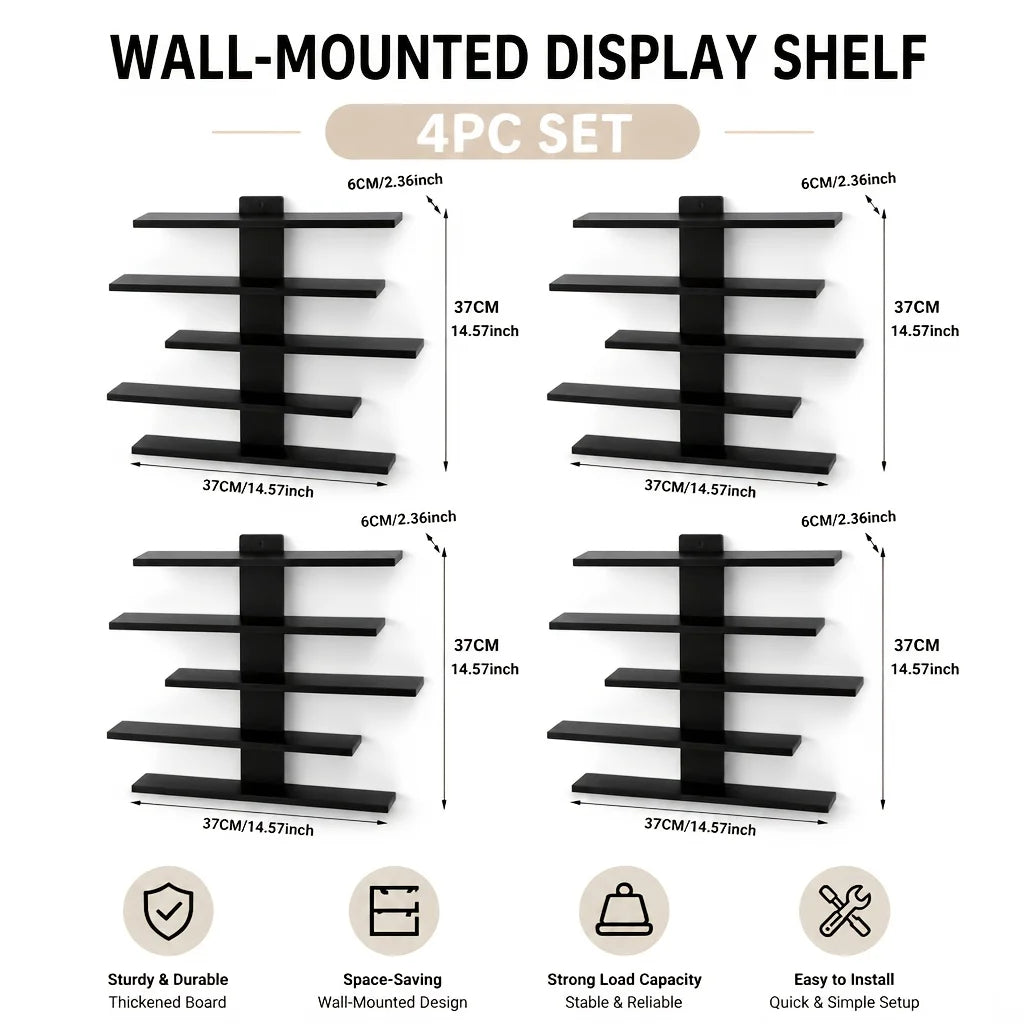 4-Piece Set of Floating Wall Racks