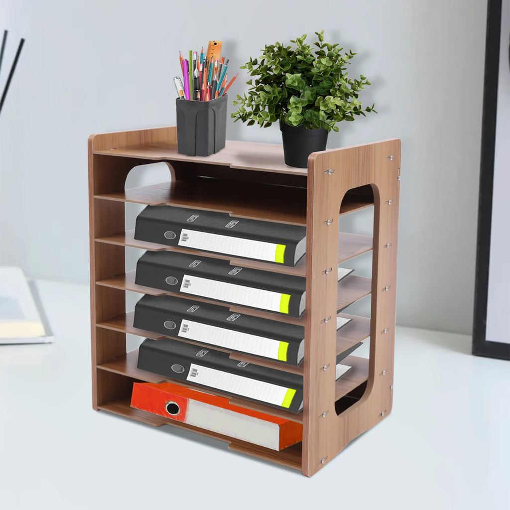 7Tier Widen Wood Office Paper Organizer
