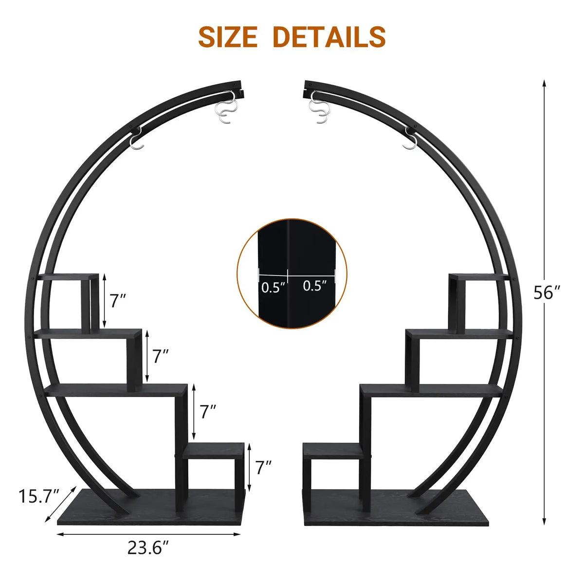 Heavy Duty 5-Tier Half Moon Stand