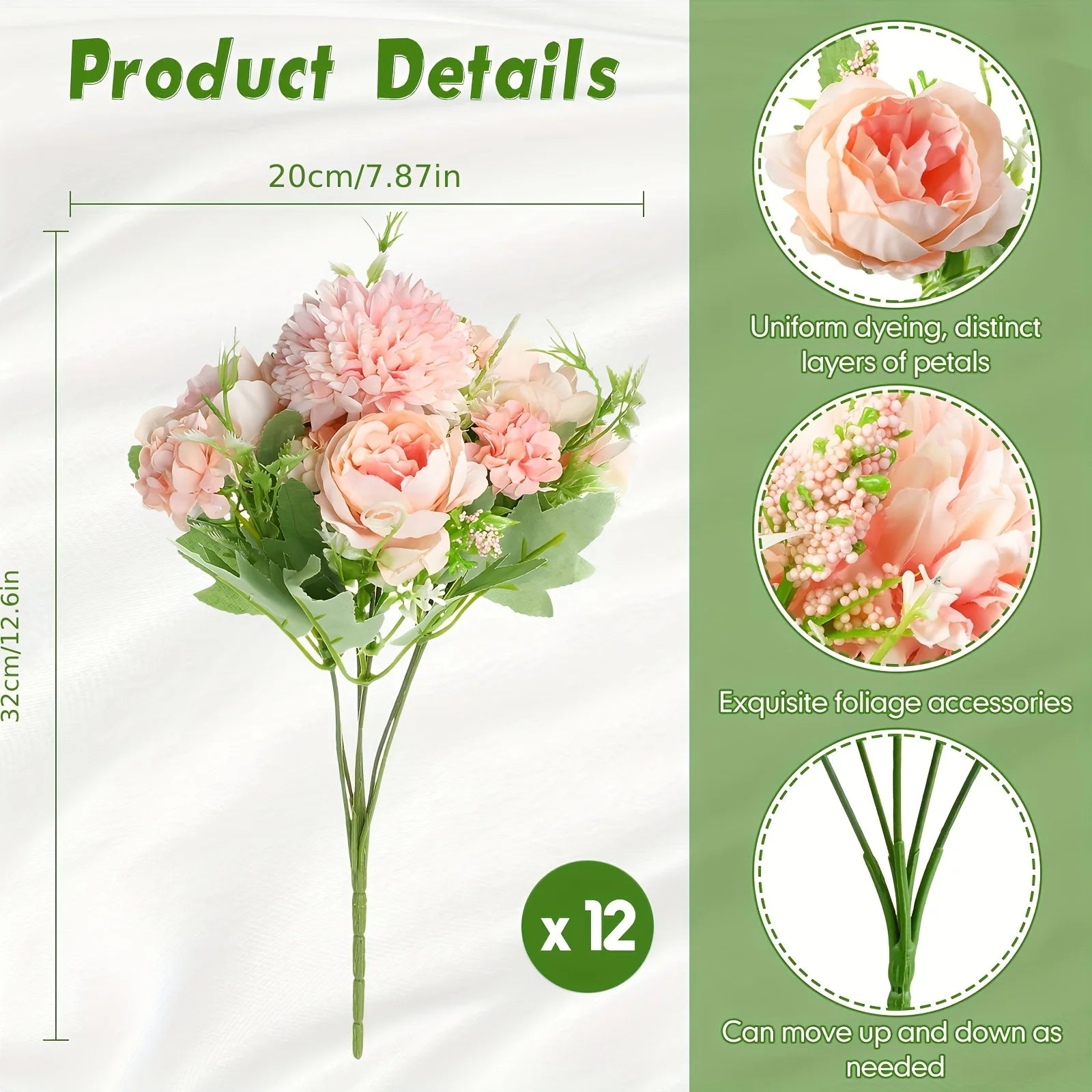 Artificial Peony Flower Set
